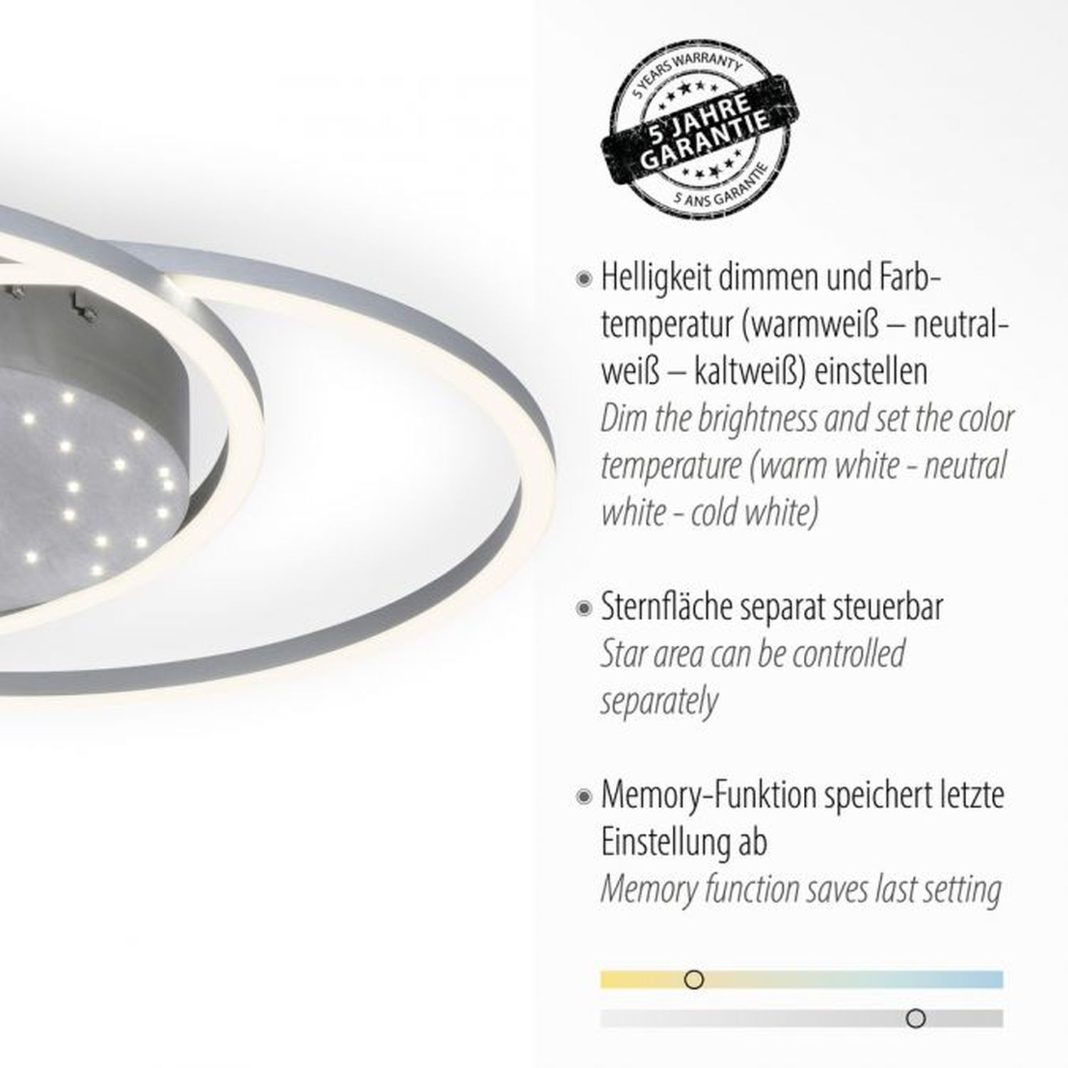 LED Deckenleuchte Sternenhimmel in Stahl 40 W dimmbar