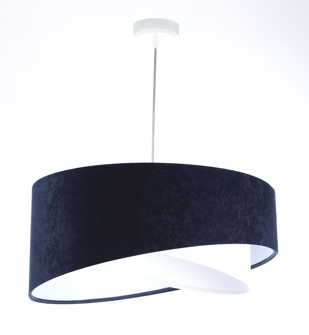 Lampe à suspendre Blanc Bleu E27 rond Ø 50 cm Tissu aspect velours