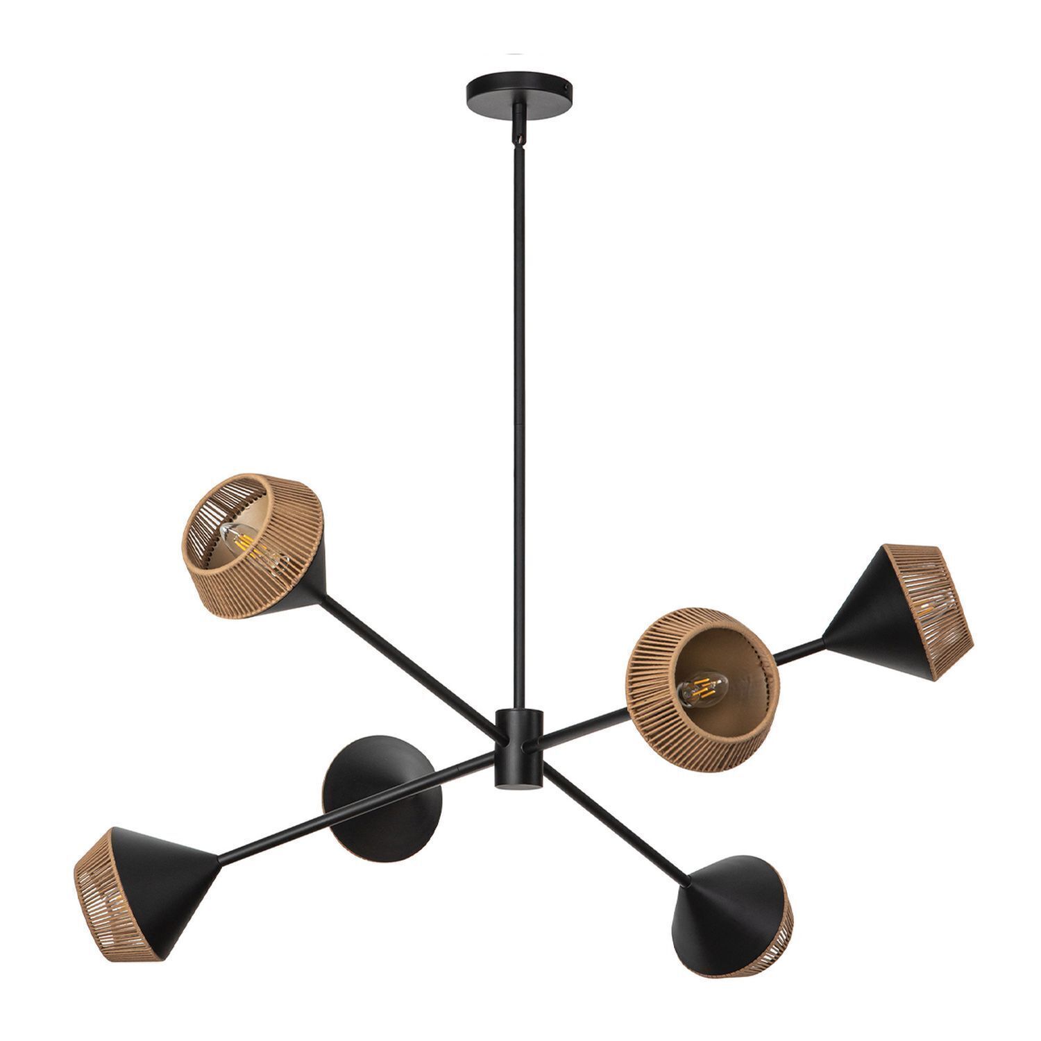 Suspension Métal Câble H : max. 162,5 cm Noir Beige E14 Leuchter, Lampe, Deckenventilator, Gerät, Elektrisches Gerät