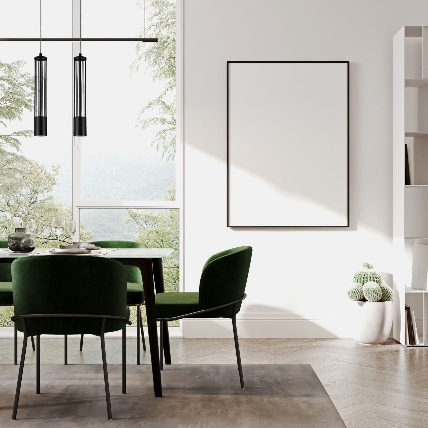 Dekorative Hängelampe Metall GU10 35 cm lang Schwarz Innenarchitektur, Esszimmer, Esstisch, Tisch, Dekoration für Zuhause