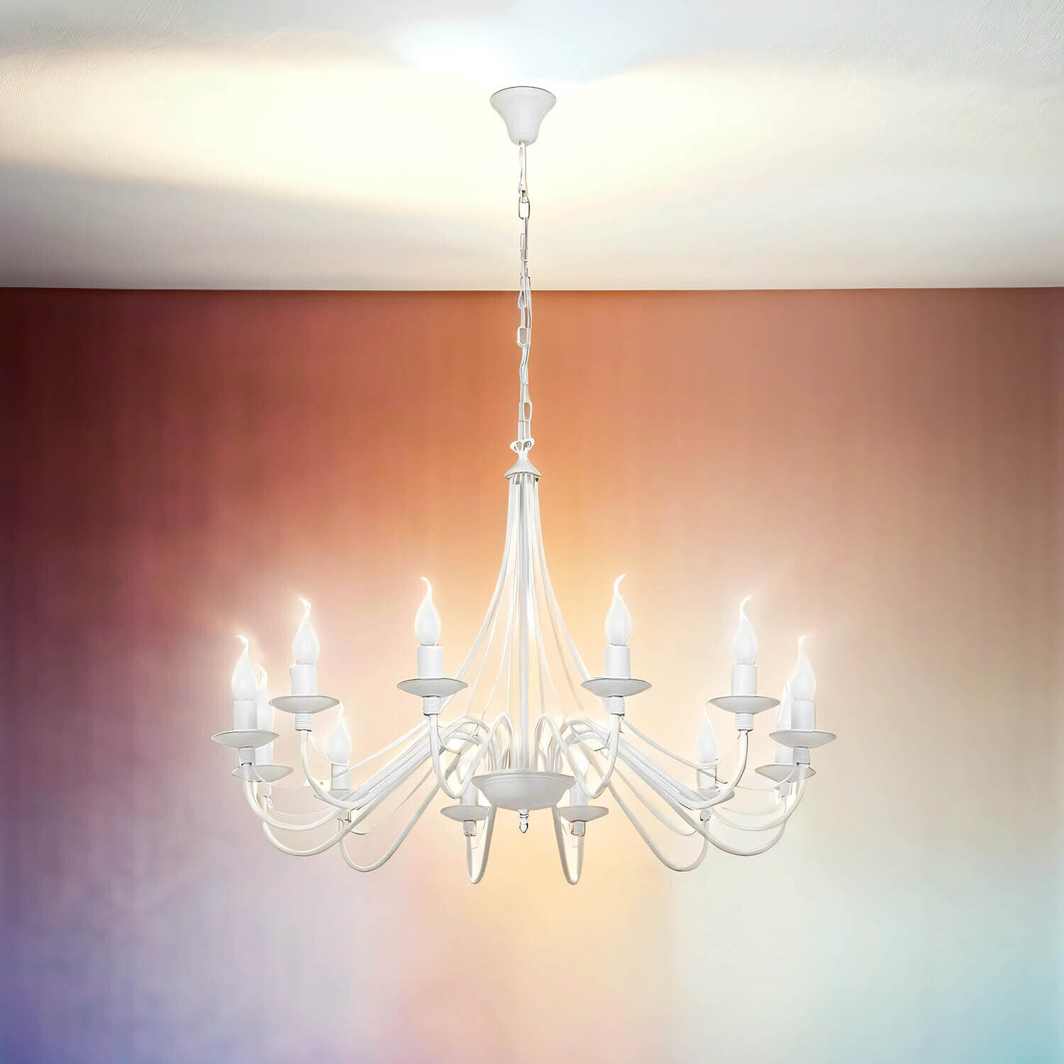 Lustre blanc Grand Ø85cm Salon Rustique