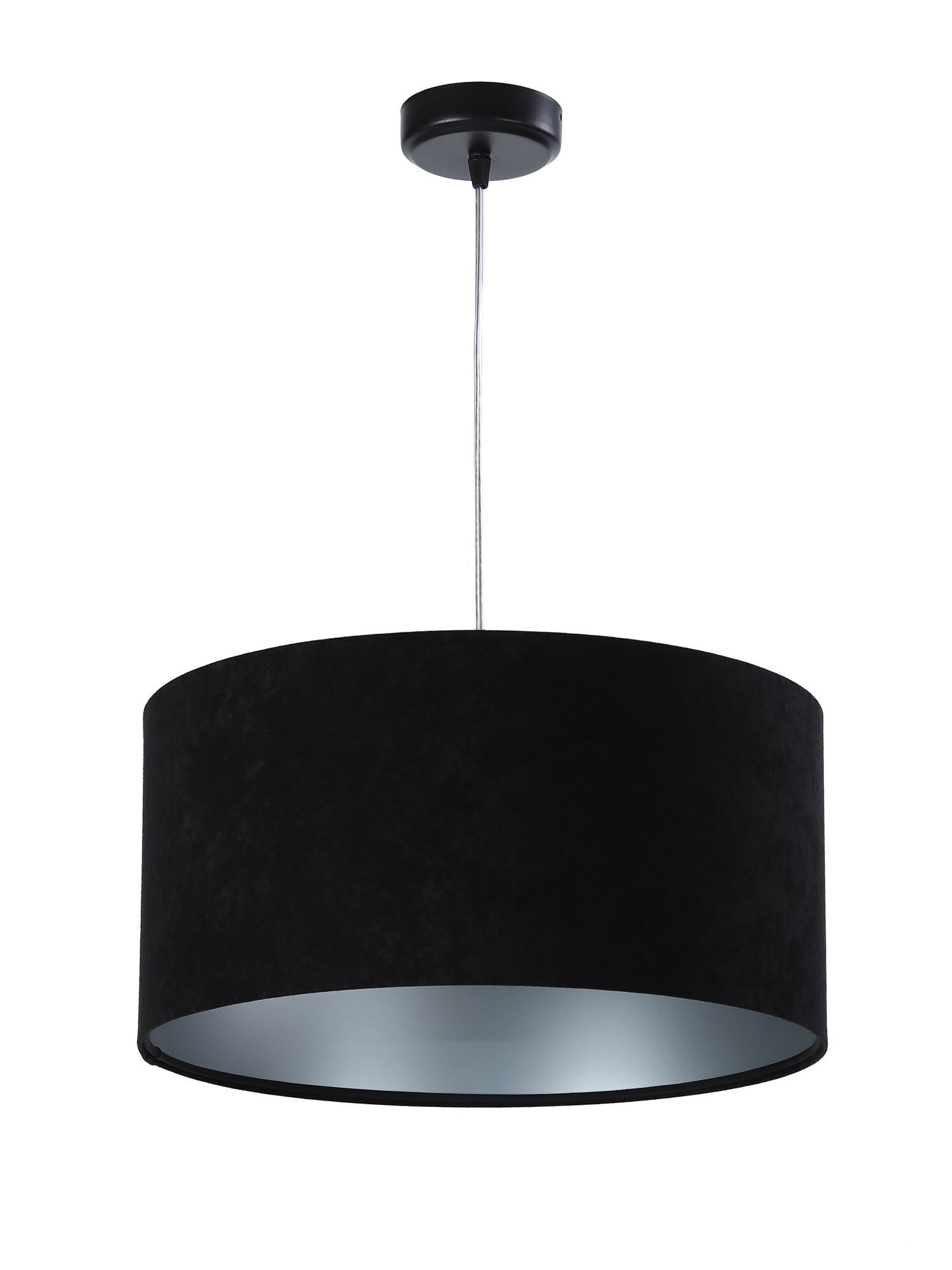 Lampe à suspendre de table à manger Noir Argent Tissu Rétro