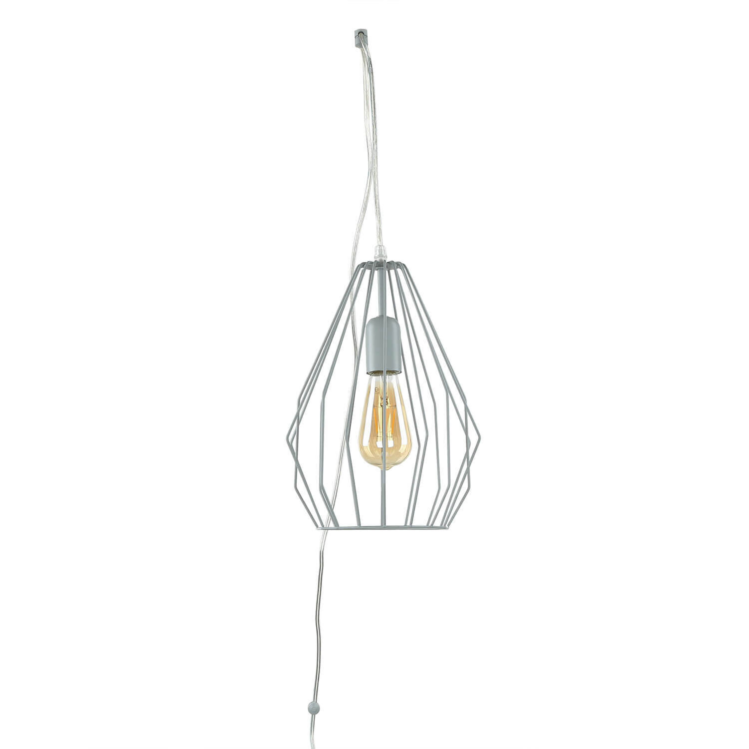 Hängelampe mit Stecker Kabel 5,5 m lang Grau flexibel Lampe, Licht