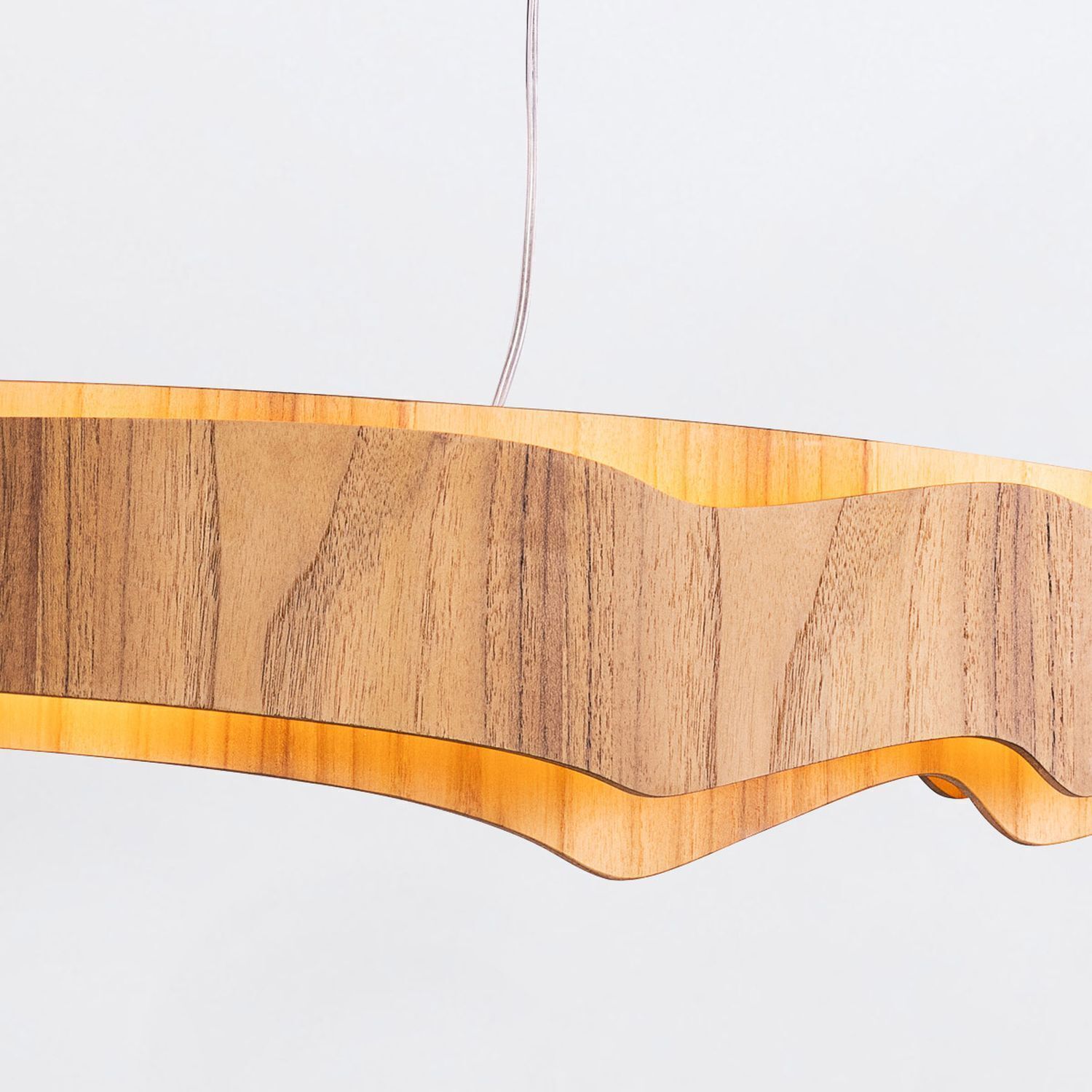 Lampe à suspendre LED 100 cm de long teck bois plaqué 3000 K Moderne Holz, Sperrholz, Drinnen, Innenarchitektur, Hartholz