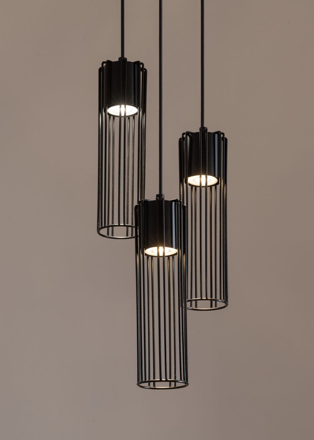 Lampe à suspendre noire cylindre métal Ø20 cm GU10 Moderne
