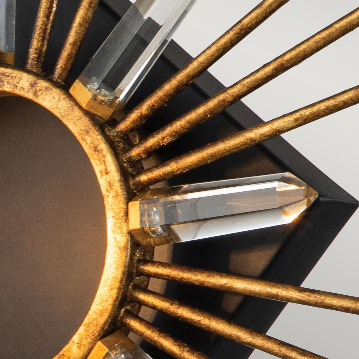 Wandleuchte Kristall Metall E14 B: 31,8 cm in Gold Schwarz
