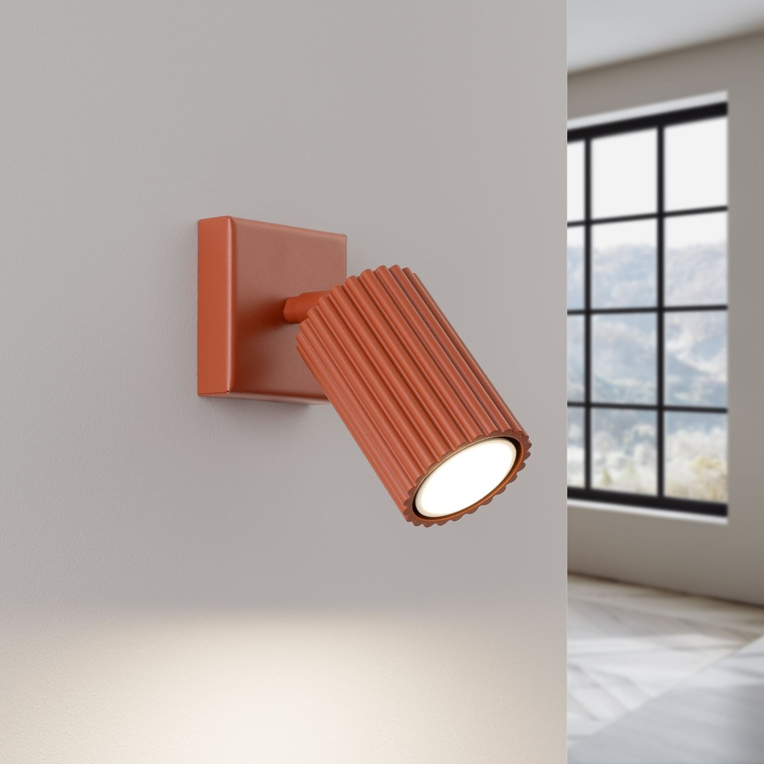 Wandspot GU10 B: 8 cm klein Rot schwenkbar Modern Aluminium