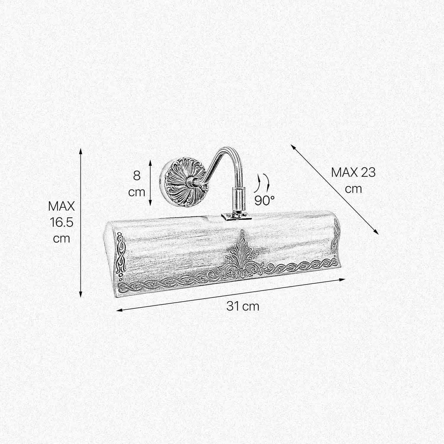 Bilderleuchte Messing B: 31 cm schwenkbar in Bronze E14 Sinken, Waschbeckenhahn