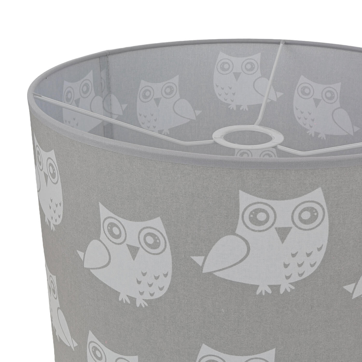 Graue Kinderlampe Eule Stoff Mädchen Grau Weiß Tier, Vogel