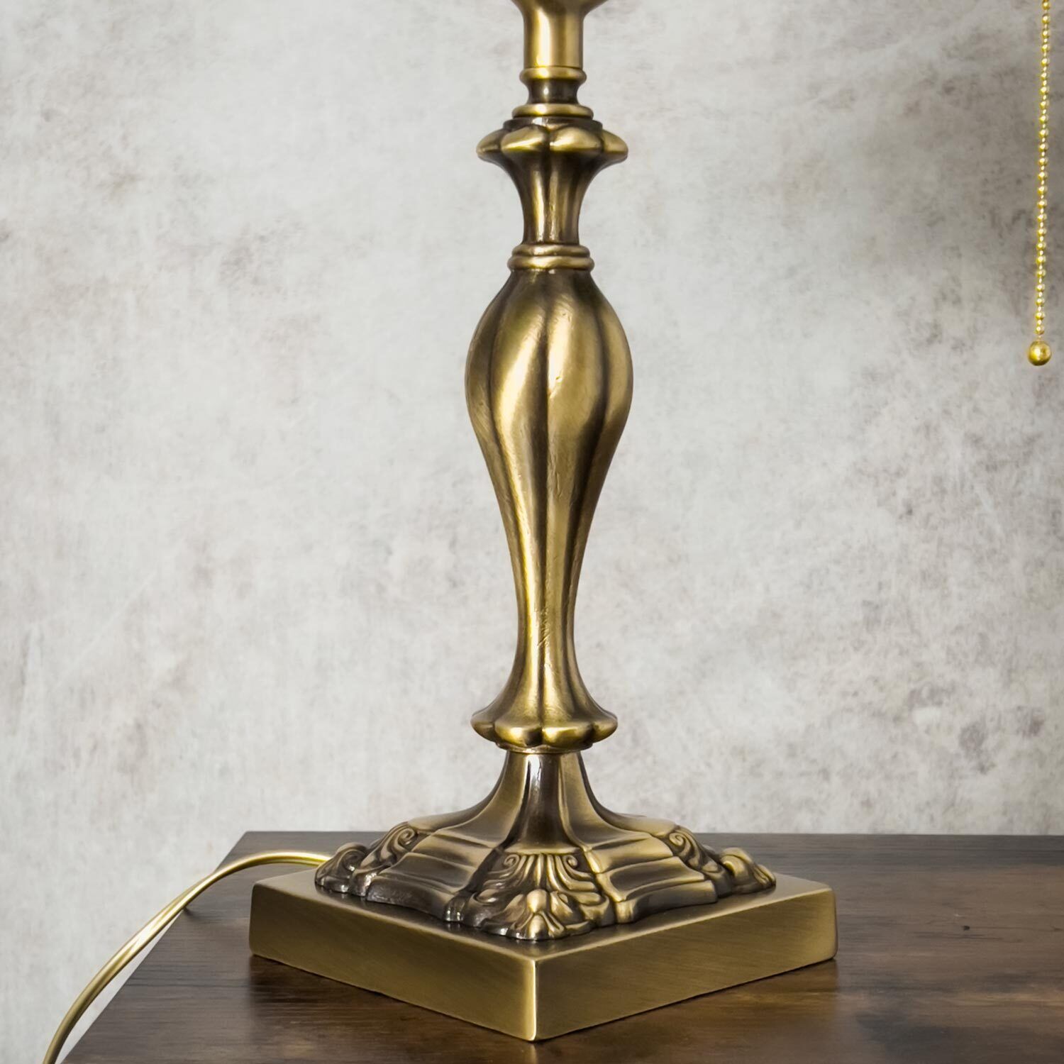 Lampe de banquier 42,5 cm 2 flammes E27 laiton véritable Interrupteur à tirette Lampe, Rauchrohr