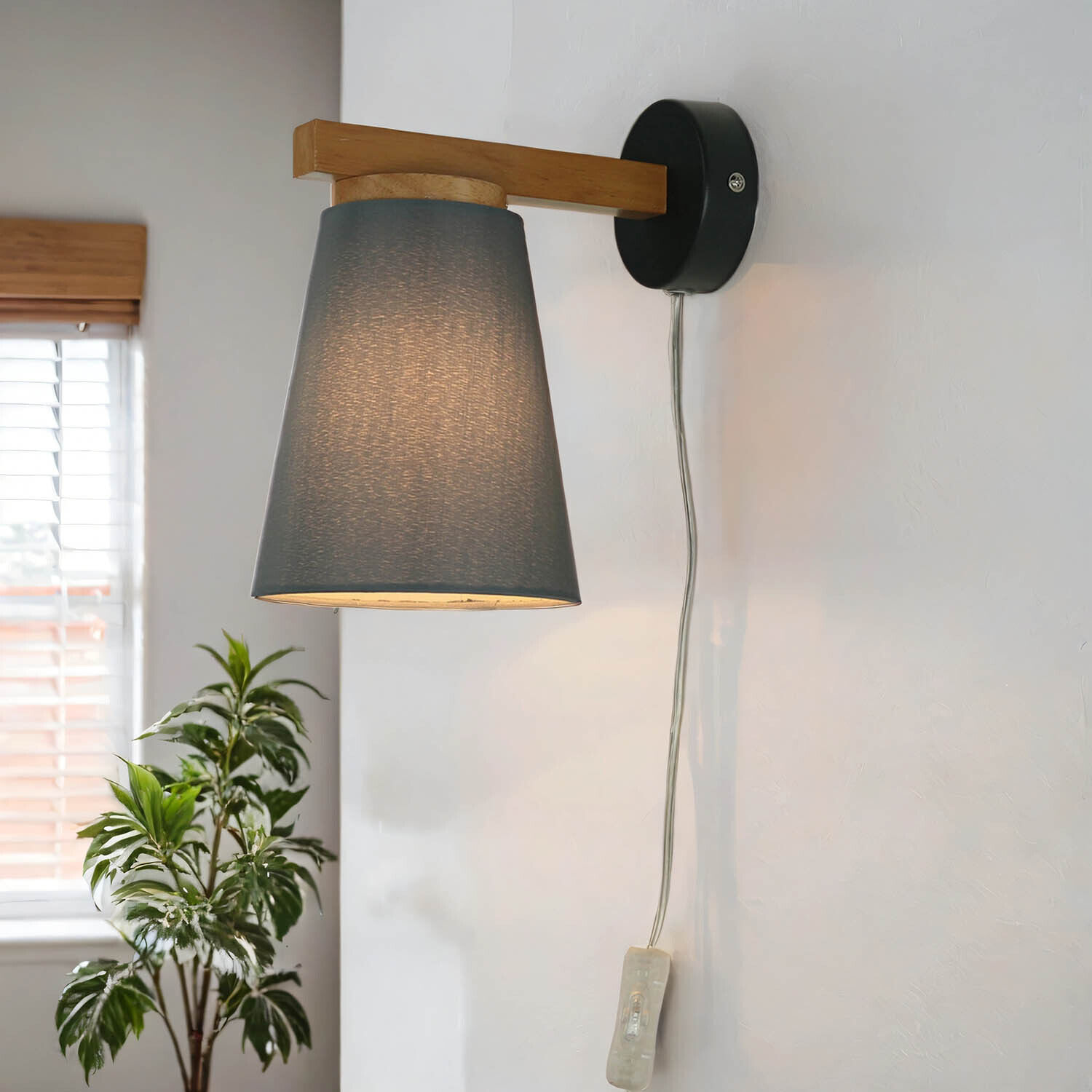 Wandlampe mit Schalter Kabel Grau Skandinavisch Lampe