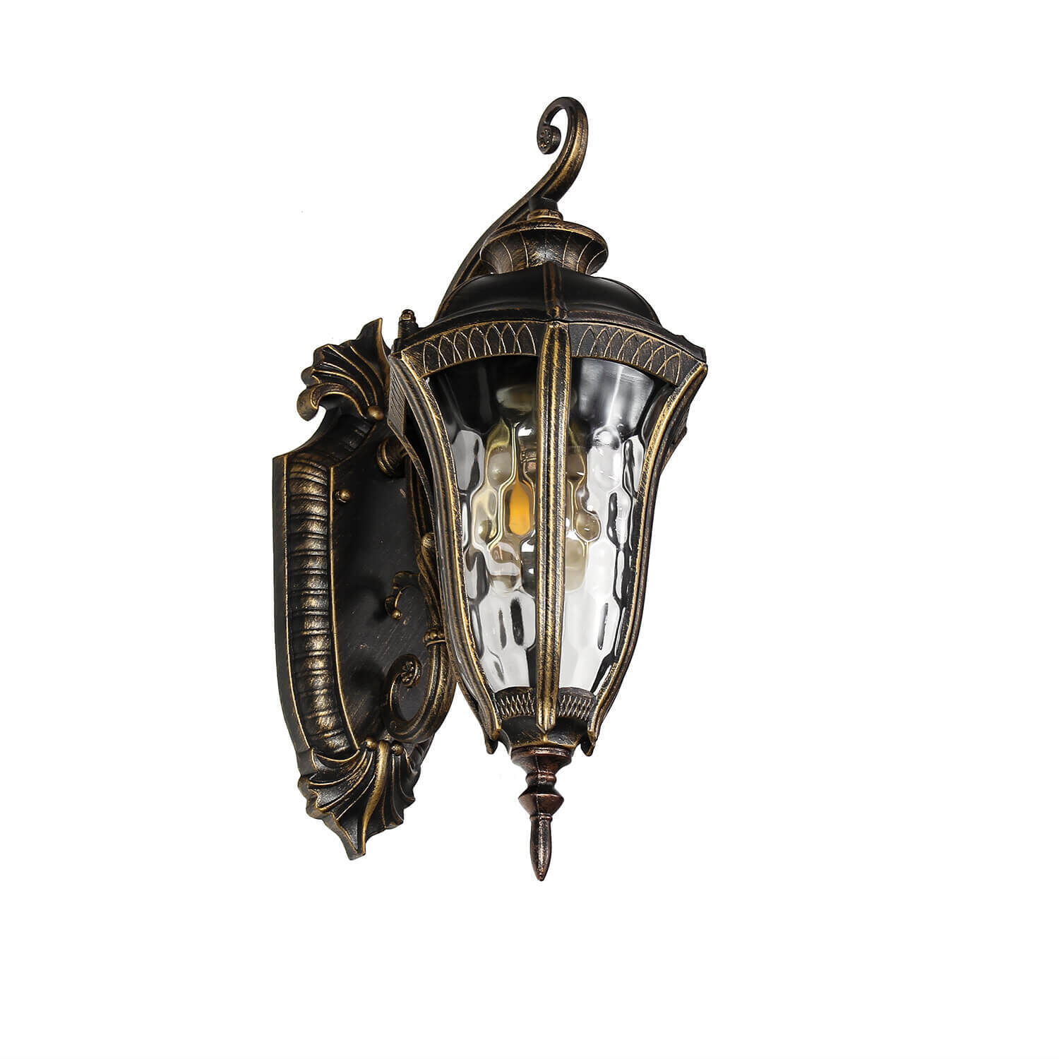 Rustikale Wandlaterne außen IP44 Schwarz Gold antik Lampe, Leuchte, Kronleuchter, Bronze