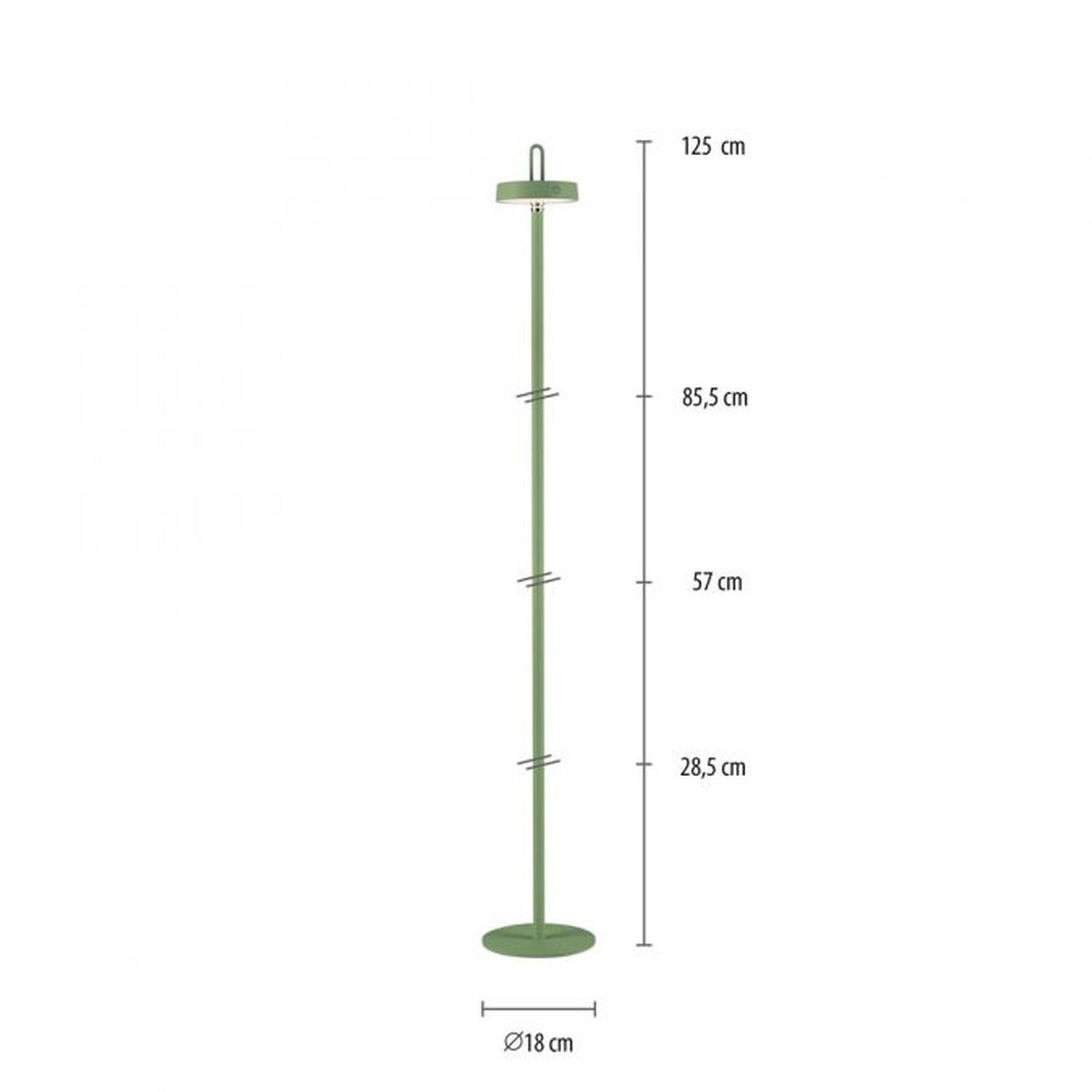 LED Akku Stehleuchte Grün Dimmer Touch IP44 125,2 cm