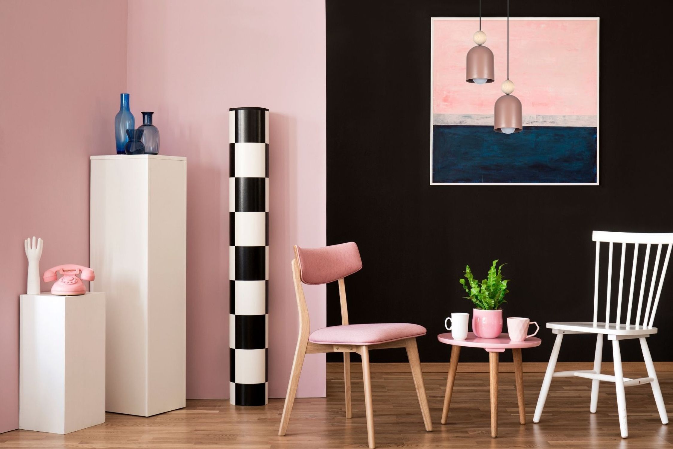 Runde Pendelleuchte Pink Metall Holz 2-flmg E27 Ø21 cm Innenarchitektur, Inneneinrichtung, Lippenstift, Mobiliar, Lampe