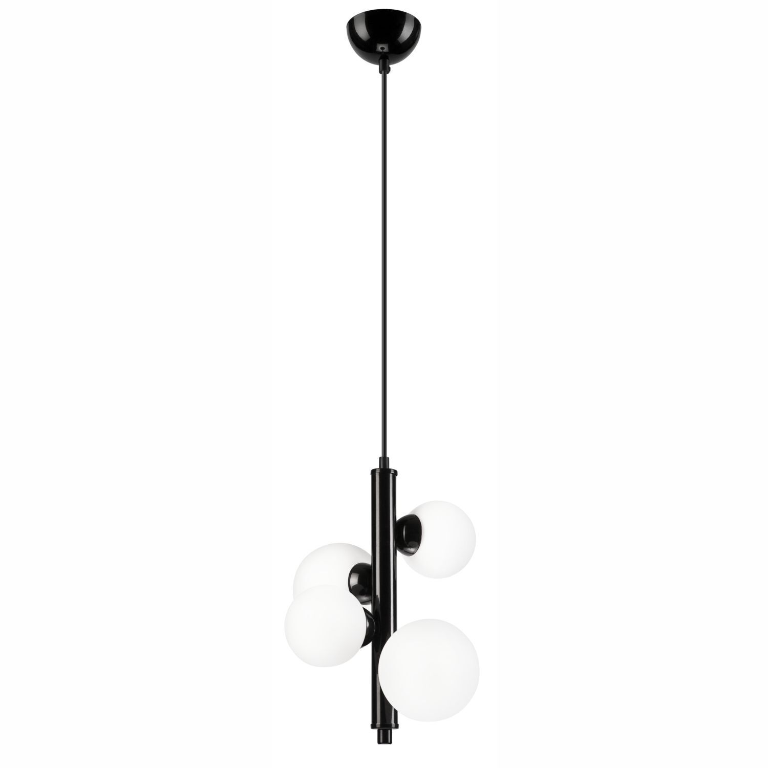 Suspension Noir Blanc Abat-jour sphérique 4x E27 Verre Métal
