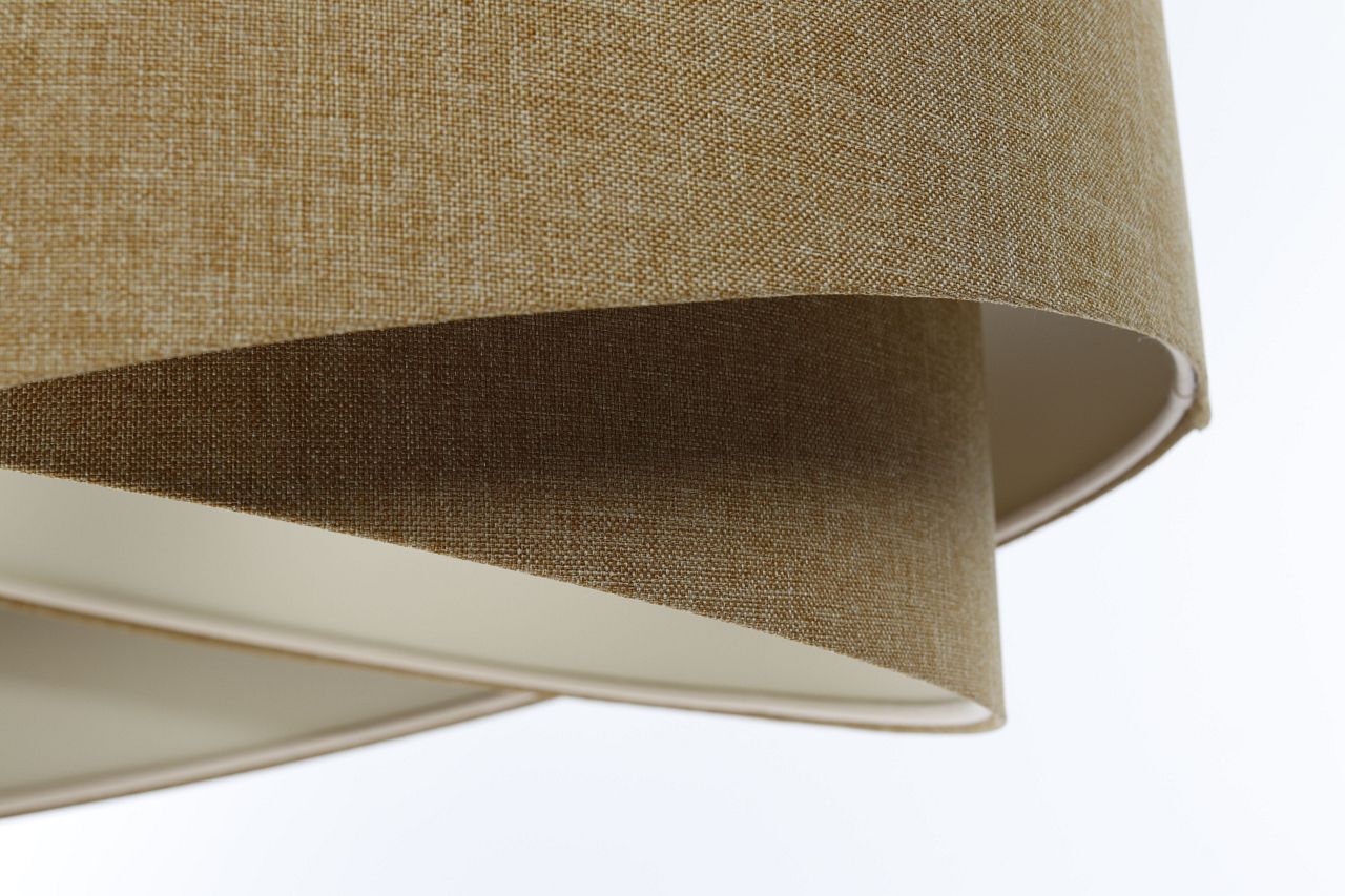 Suspension ronde D : 50 cm E27 Beige Tissu Abat-jour Boho