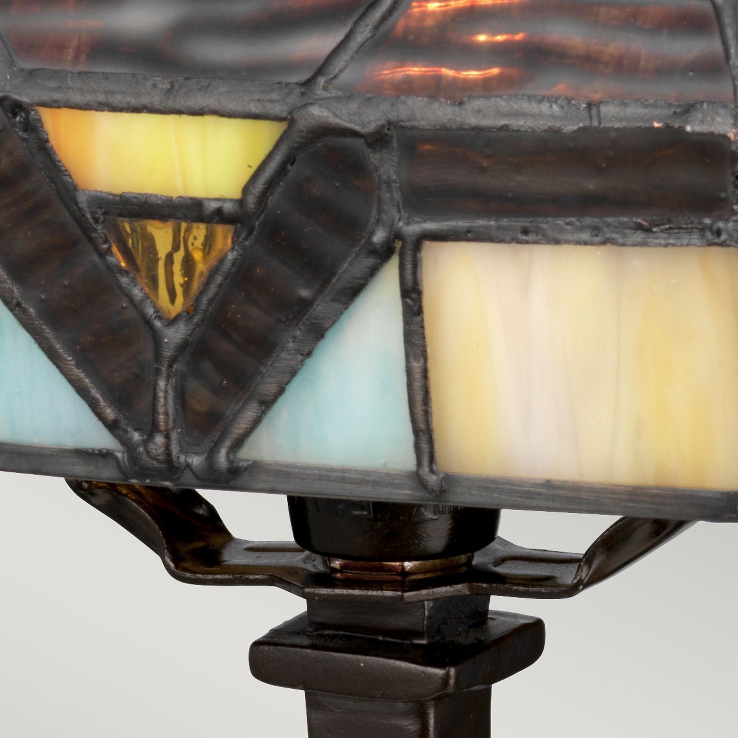 beleuchtung-tischleuchte-tischlampe-liliva-1-flammig-bronze-antik-gelb-tiffany-stil-369-4 lamp, glas stained, glas panel, leuchte, stativ