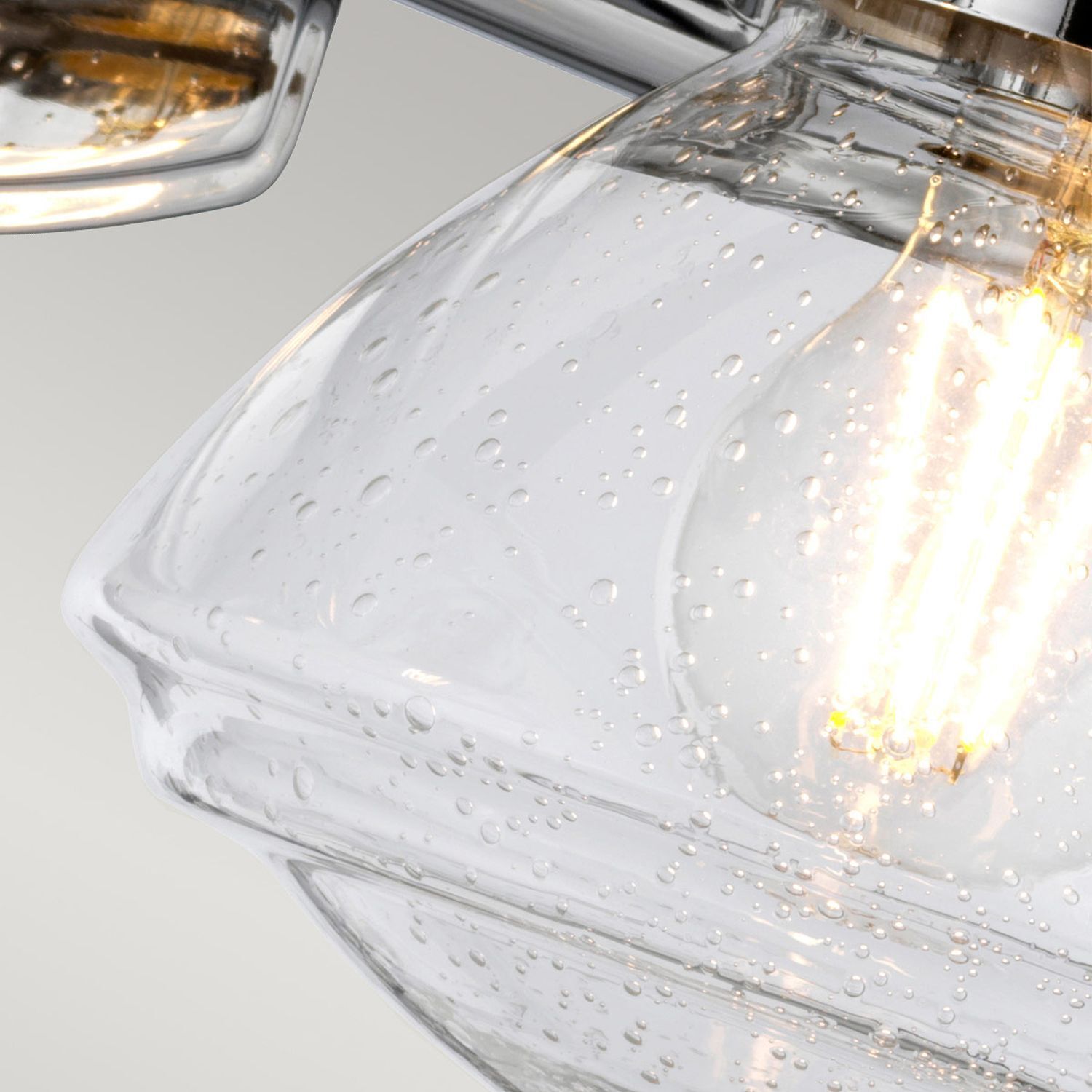 Badezimmerleuchte Wand Metall Glas 44,9 cm breit IP44 E27 Lampen, Glühbirne, Glas, Kabel, Beleuchtung