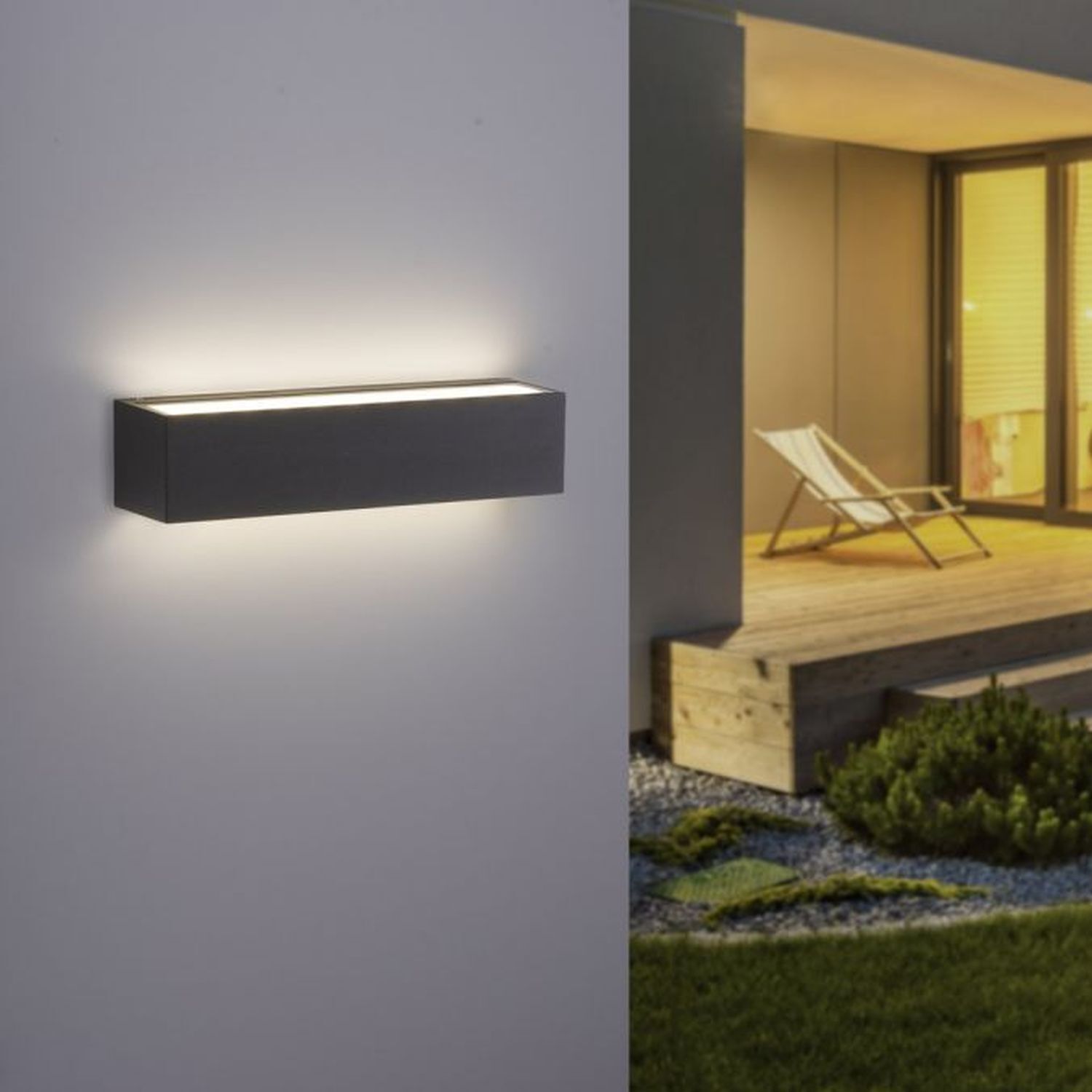 LED Außenleuchte Wand Aluminium B:25 cm IP65 Up & Down