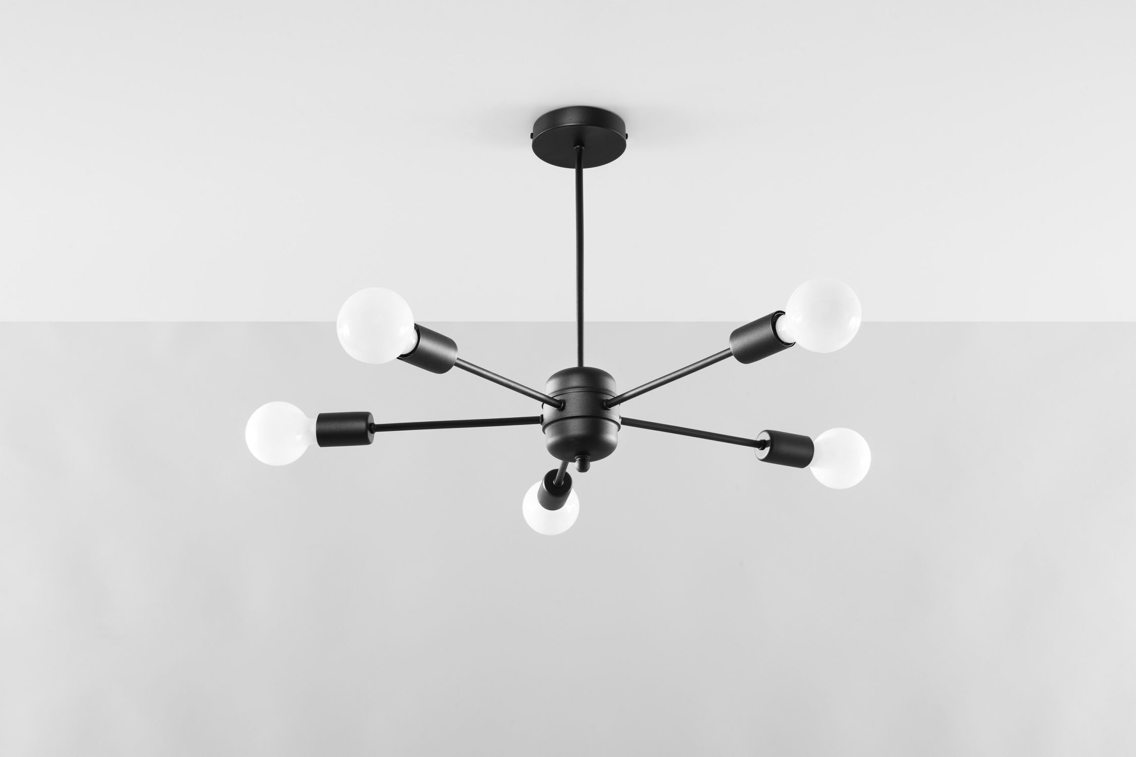 Plafonnier noir Ø 66 cm 5 flammes pour E27