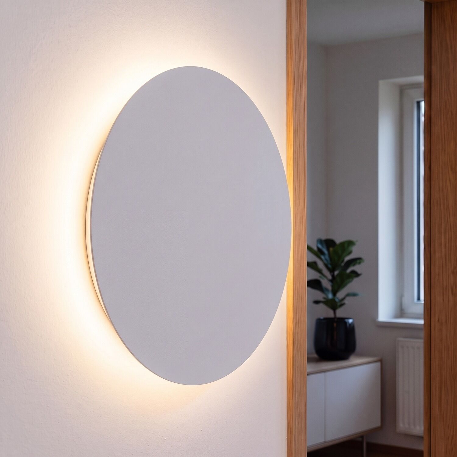 le55589-wandlampe-innen-metall-modern-ip20-weiss-01 runder Spiegel, Wandlampe, LED-Rückbeleuchtung, Dekorspiegel, ovaler Spiegel