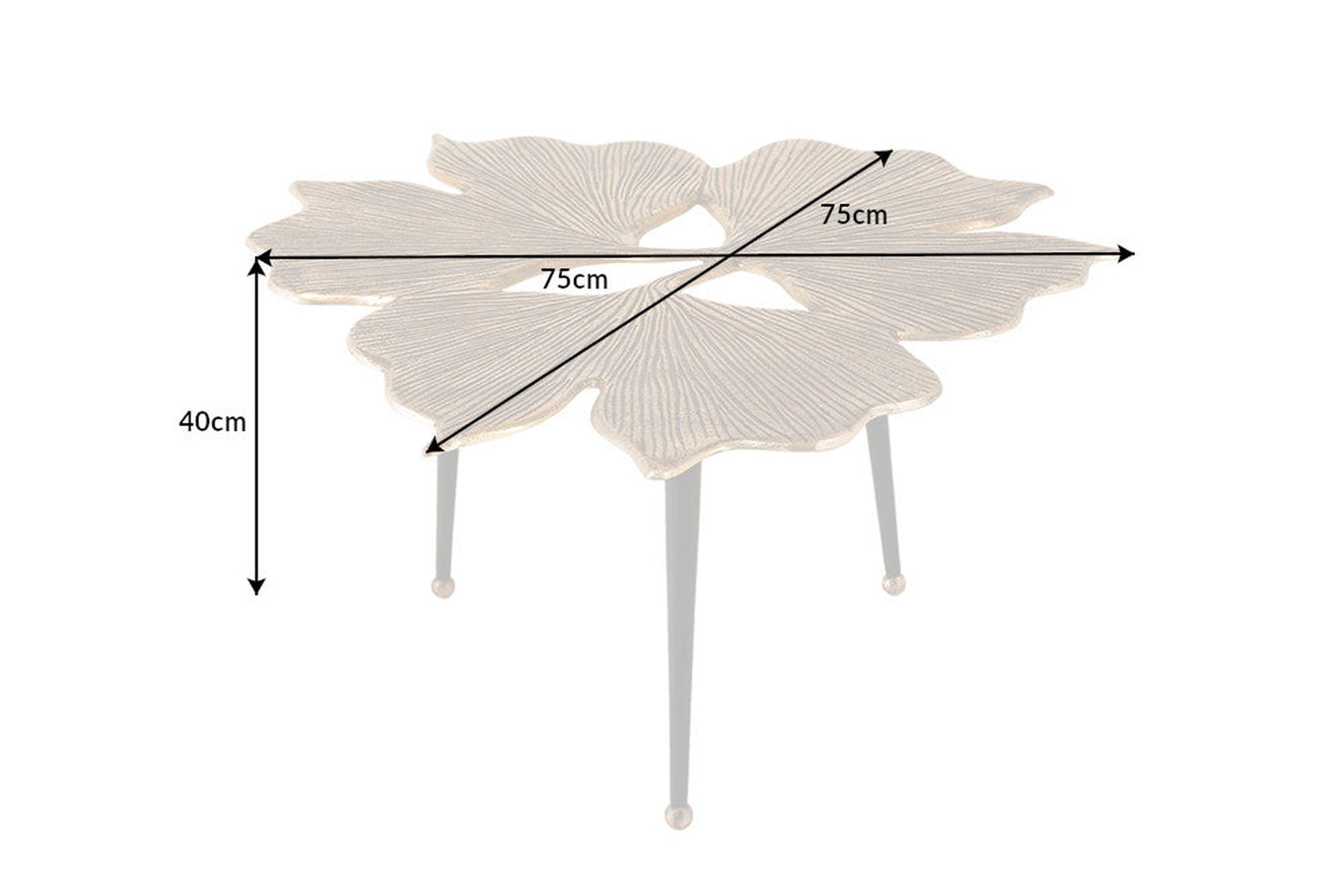 Couchtisch Metall in Gold Schwarz 75x73 cm Handarbeit Blatt, Pflanze, Diagramm, Handlung