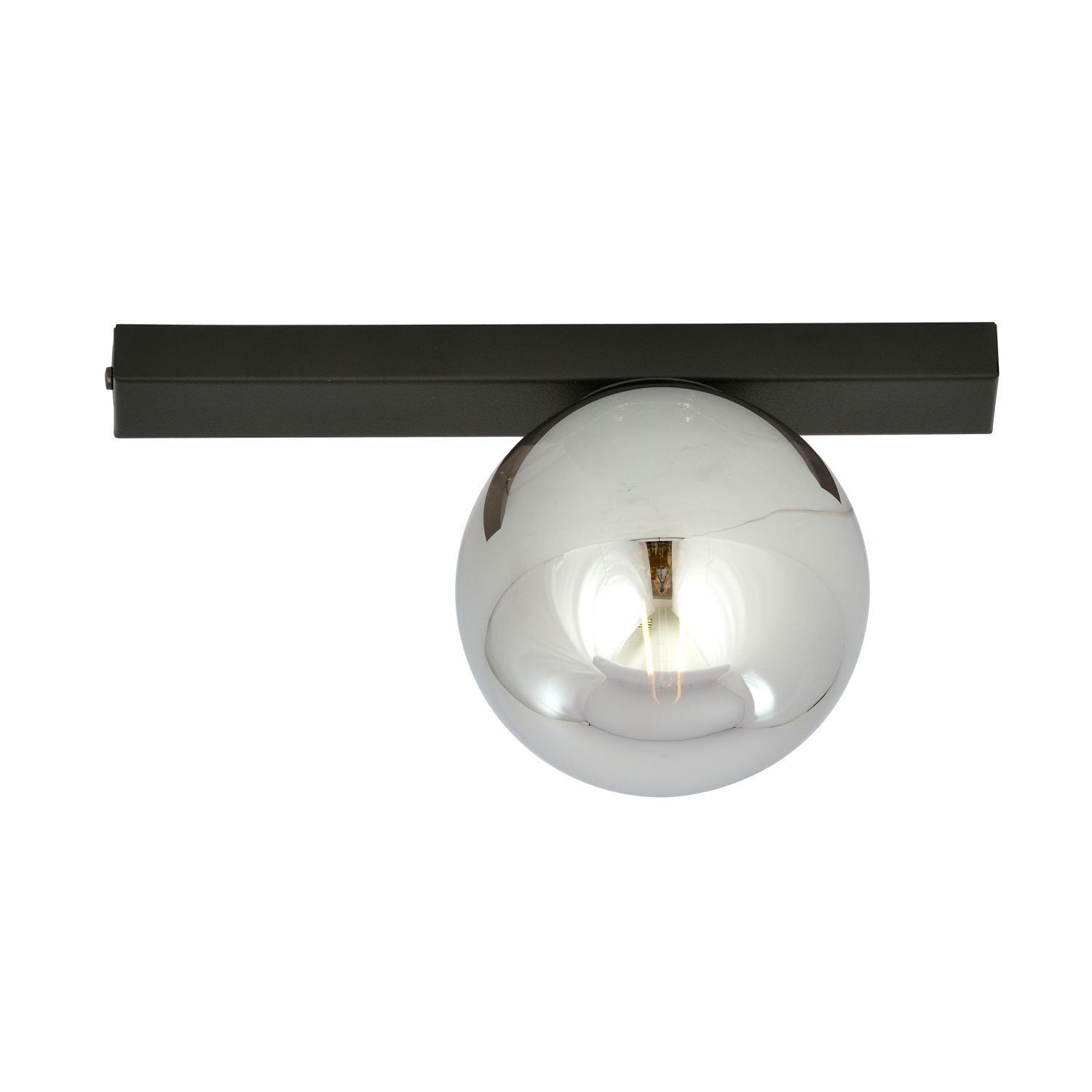 Lampe de plafond verre fumé métal L : 60 cm noir graphite E14