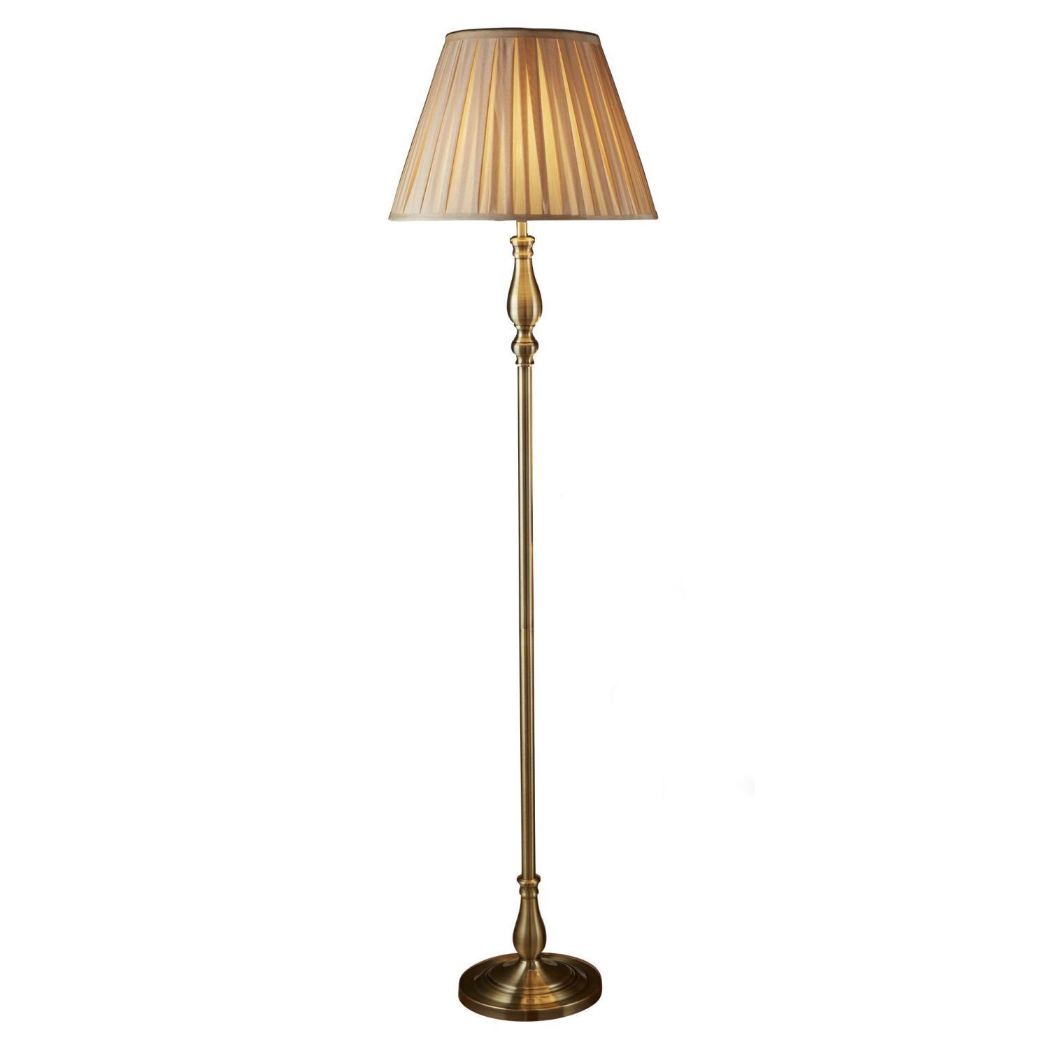 Stehleuchte Wohnzimmer in Messing Antik Braun E27 164 cm Lampe, Lampenschirm