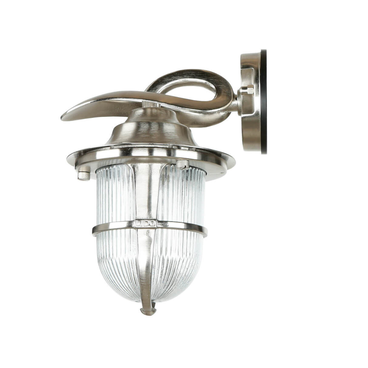 Wandlampe außen Riffelglas Messing in Nickel E27