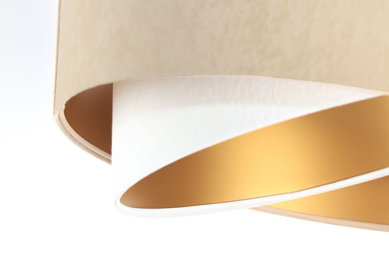 Lampe à suspendre Tissu Beige Or E27 rond D : 50 cm Aspect velours