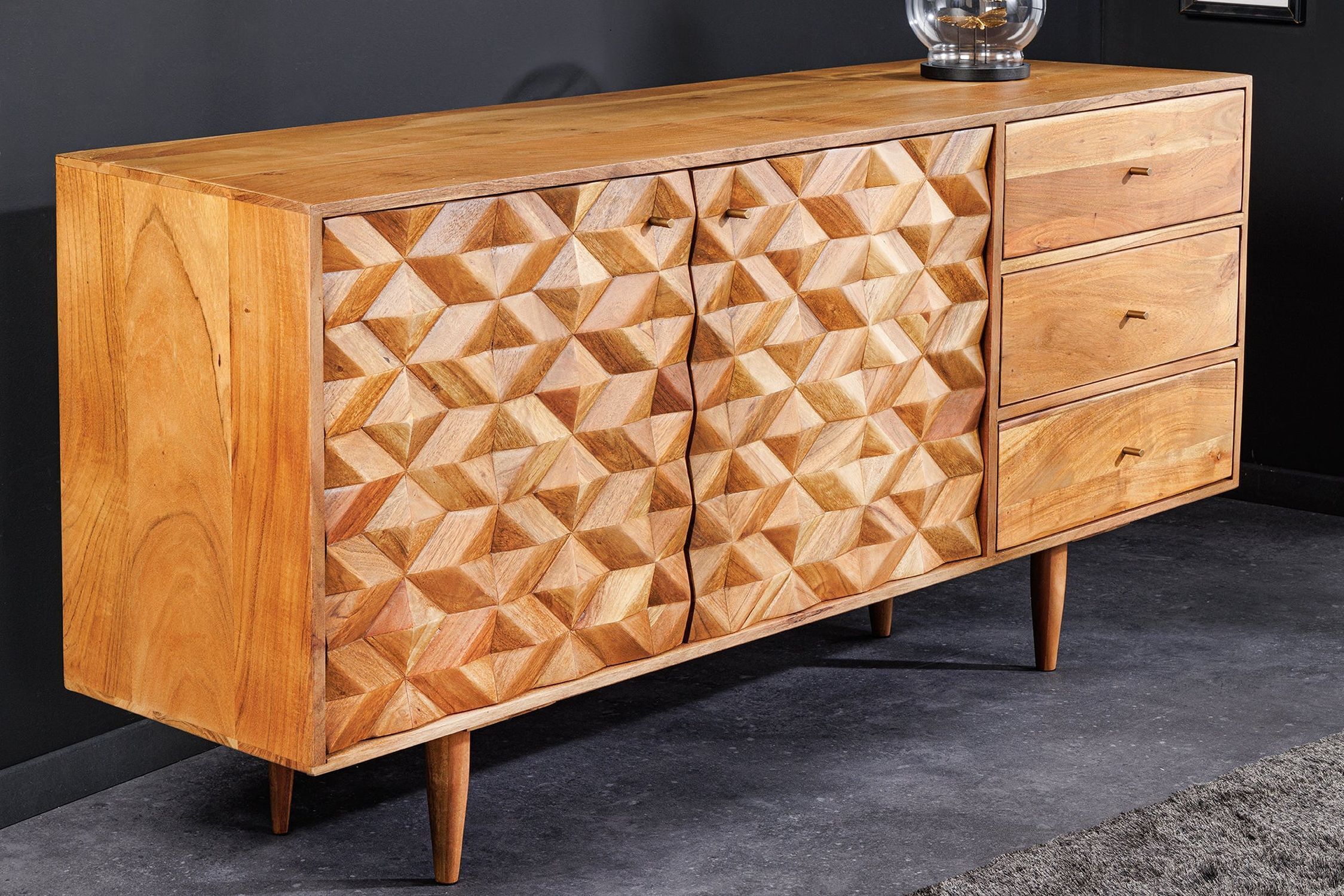 Sideboard Akazienholz Metall 145 cm mit Schubladen MALI Moebel, Anrichte, Holz, Kabinett, Hartholz