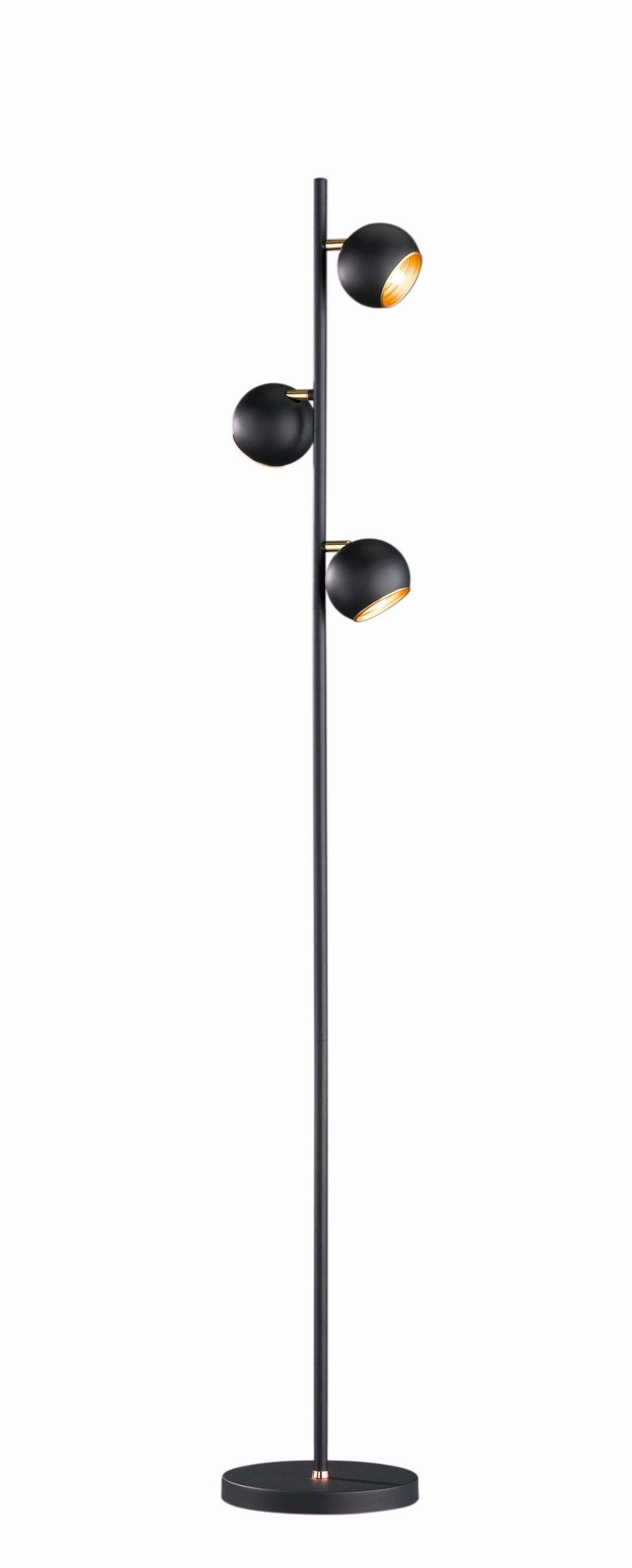 Kleine Stehlampe Metall G9 155 cm hoch in Schwarz Gold Lampe, Lampenschirm