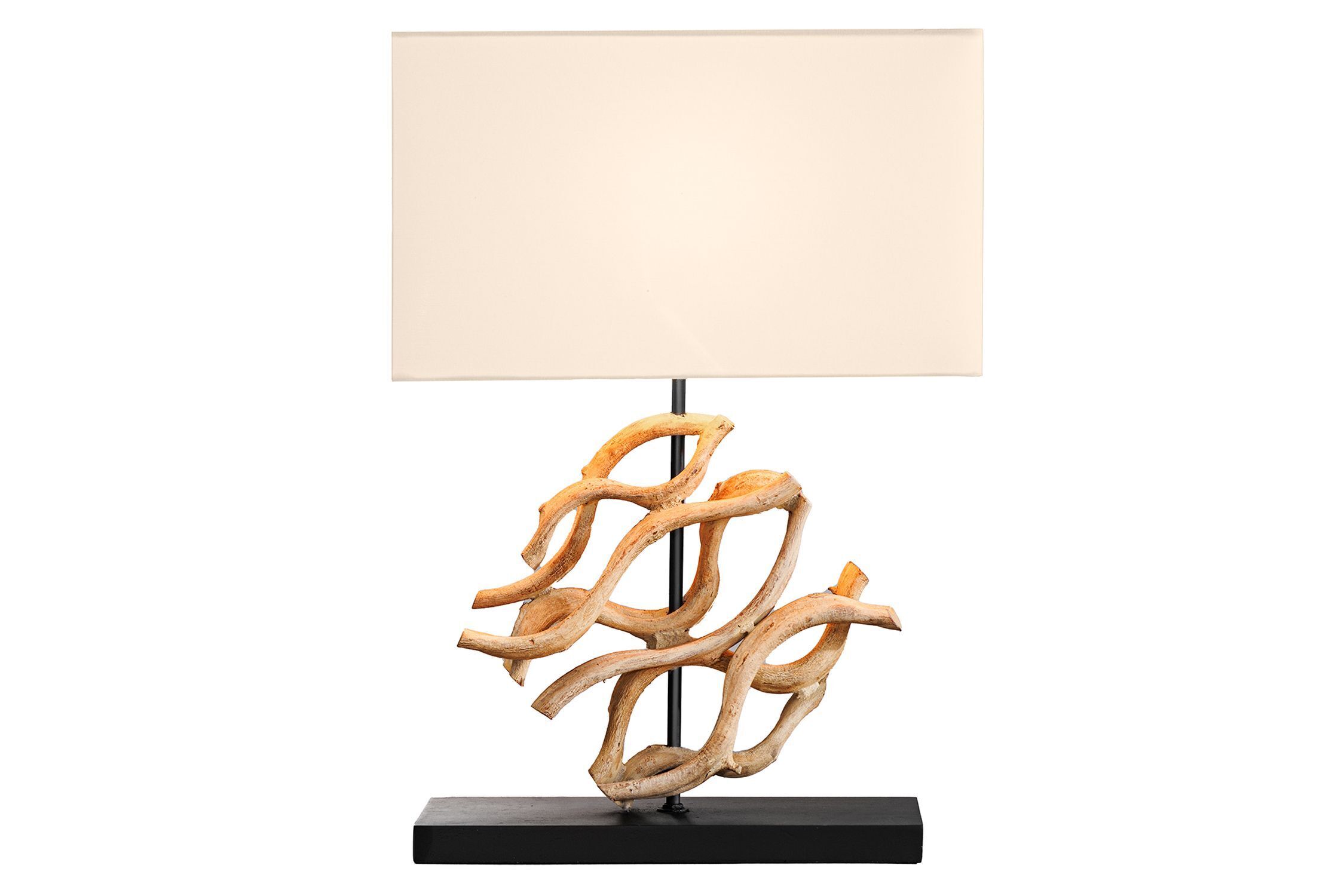 Lampe de table bois tissu anti-éblouissement E27 H:57 cm Lampe de lecture