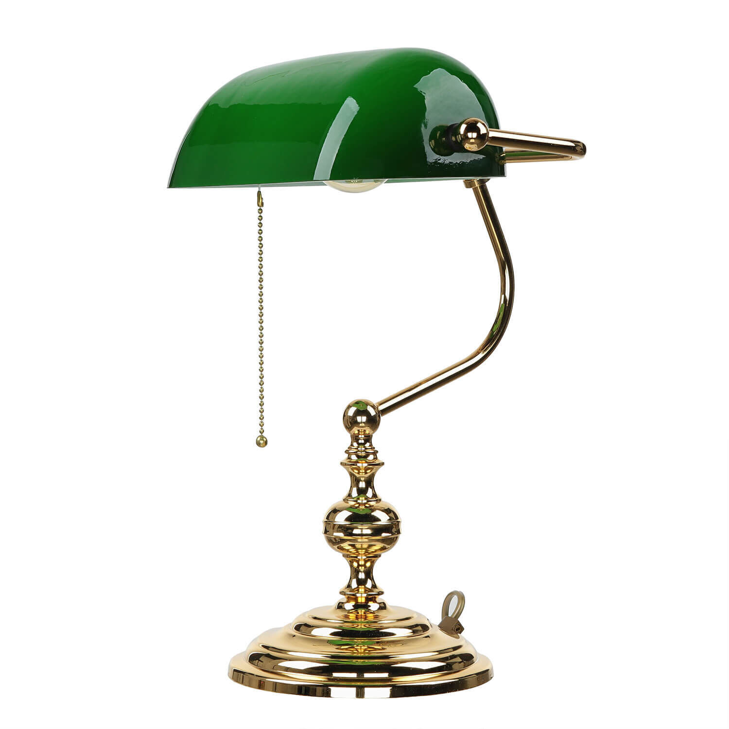 Banker Tischlampe Gold 24K aus Echt-Messing Lampe, Lampenschirm, Tischlampe