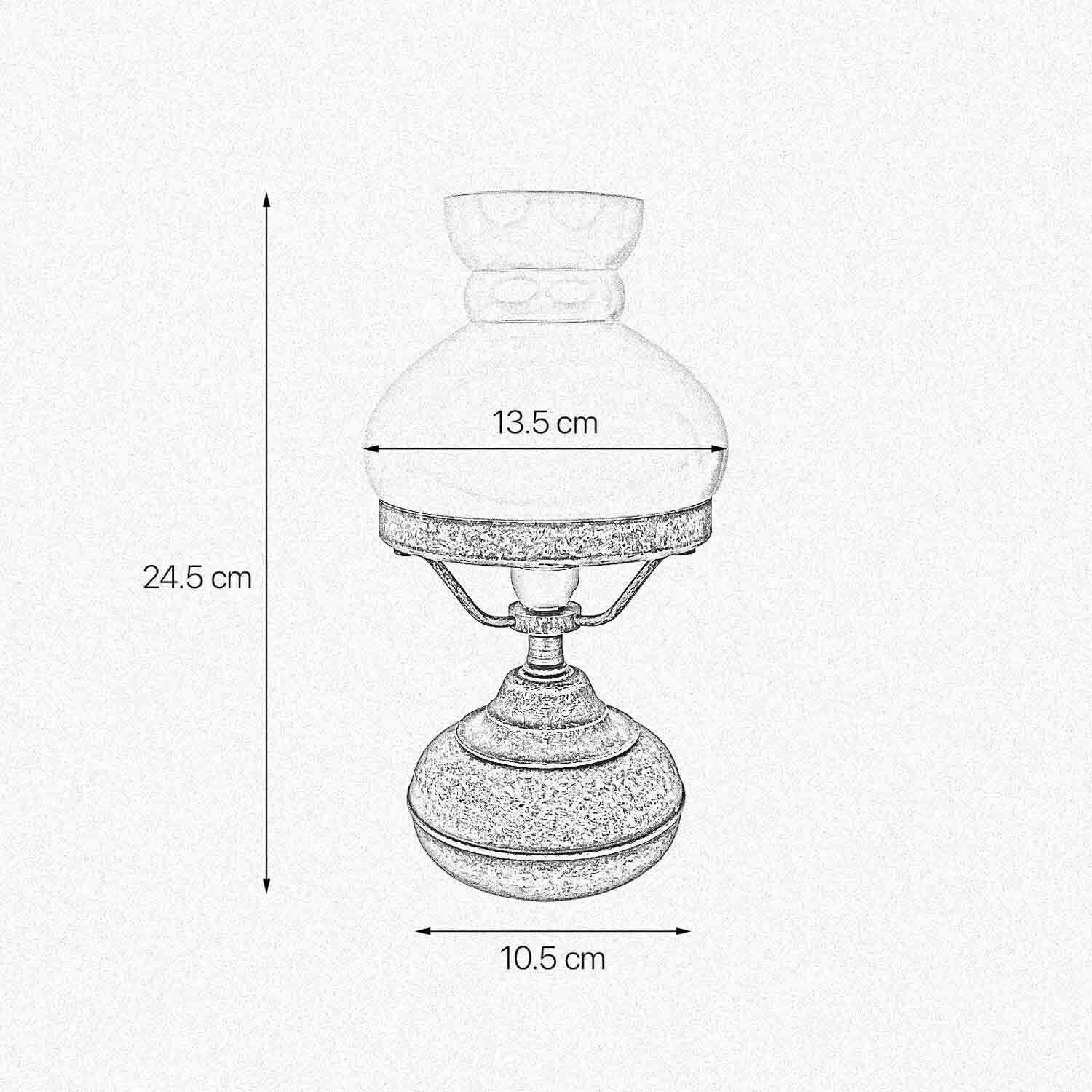 Lampe de table verre laiton 24,5 cm en bronze vert antique