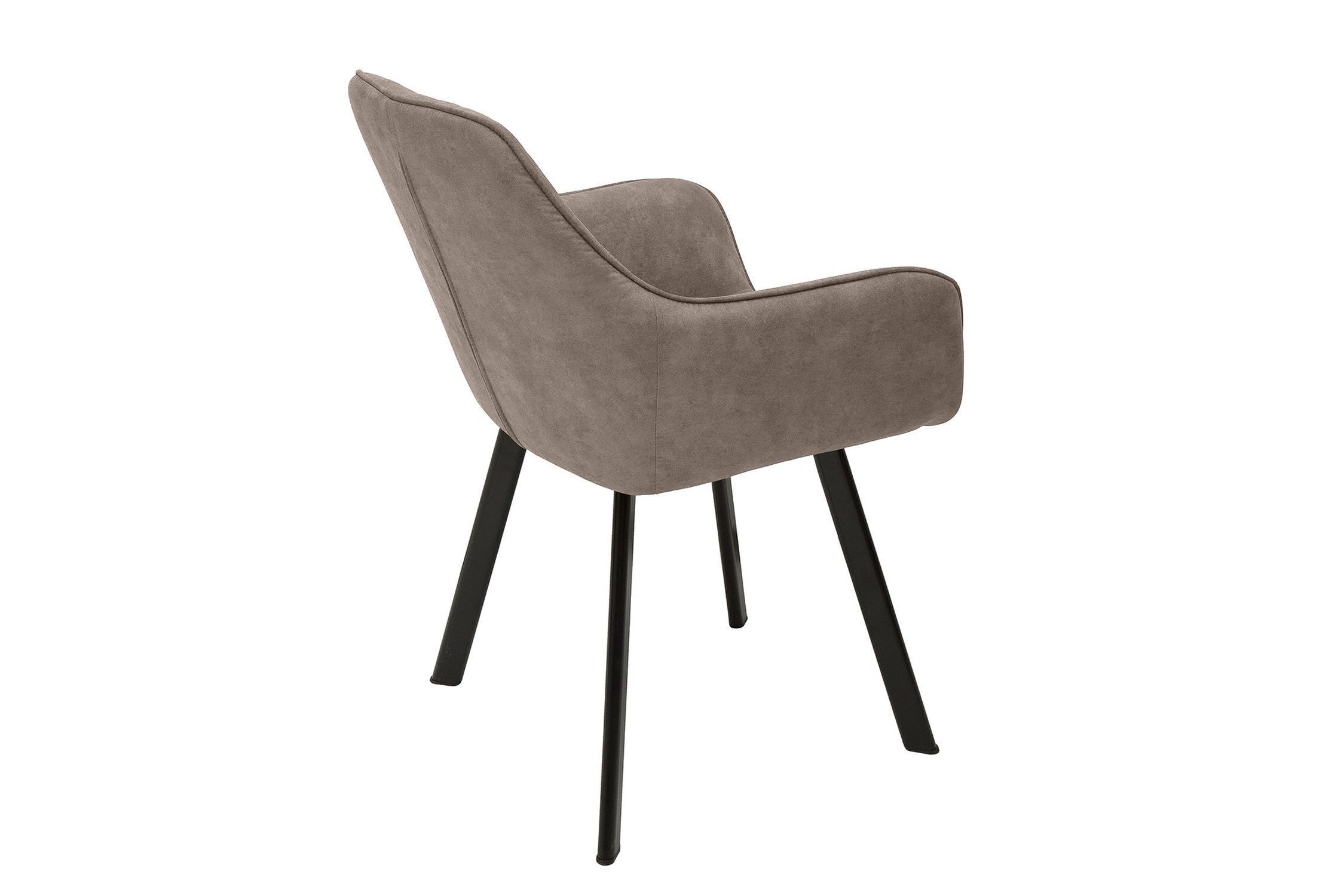 Chaise de salle à manger Retro Taupe Noir Tissu Métal avec accoudoirs Moebel, Stuhl