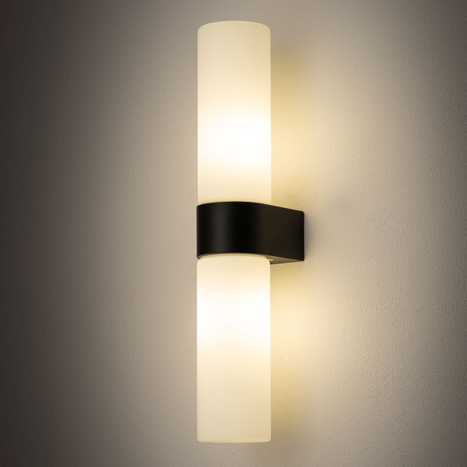 Schwarze Up Down Wandlampe blendarm G9 IP44 H:29,5 cm