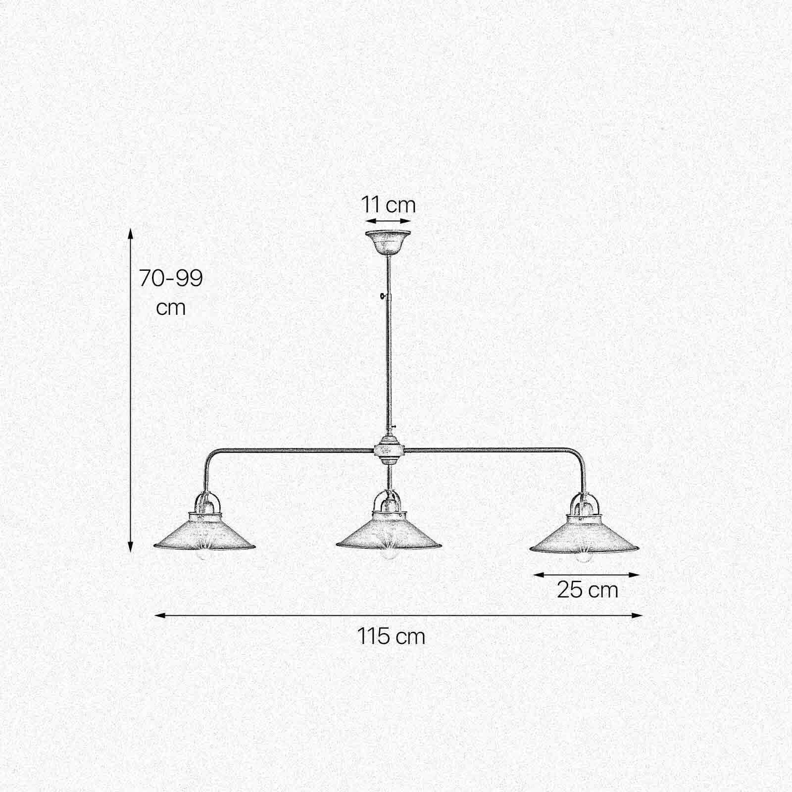Plafonnier réglable en laiton L : 115 cm en bronze antique Plafonnier réglable en laiton L : 115 cm en bronze antique