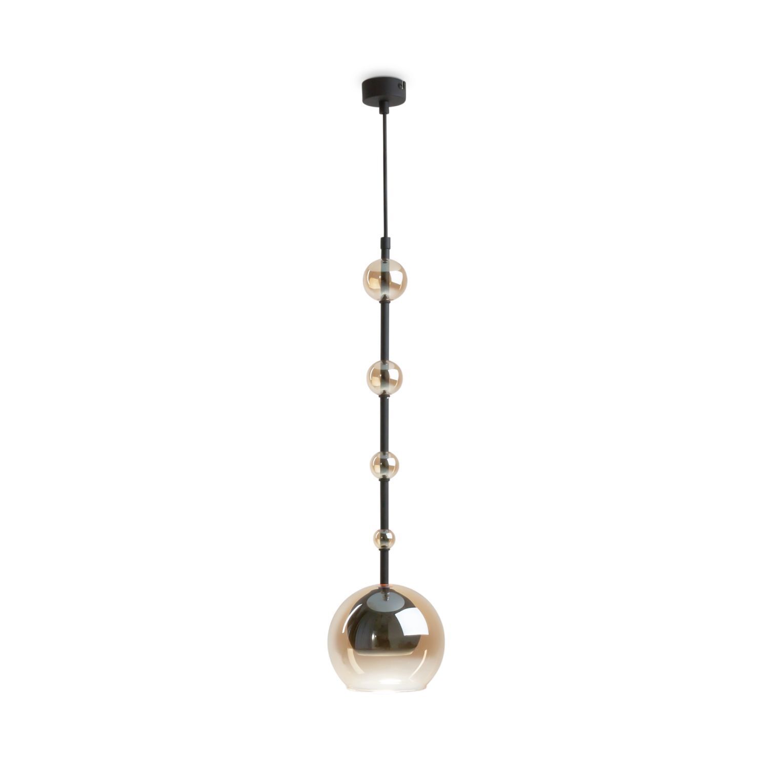 Hängeleuchte Metall Rauchglas D: 16 cm rund GU10 Modern pendant light, hängende lampe, glas-globus, schwarzer stab, mehrfachglühlampe
