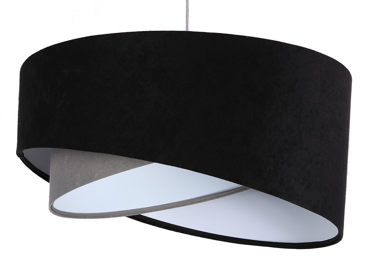 Lampe à suspendre Noir Gris E27 ronde Ø 50 cm Tissu aspect velours