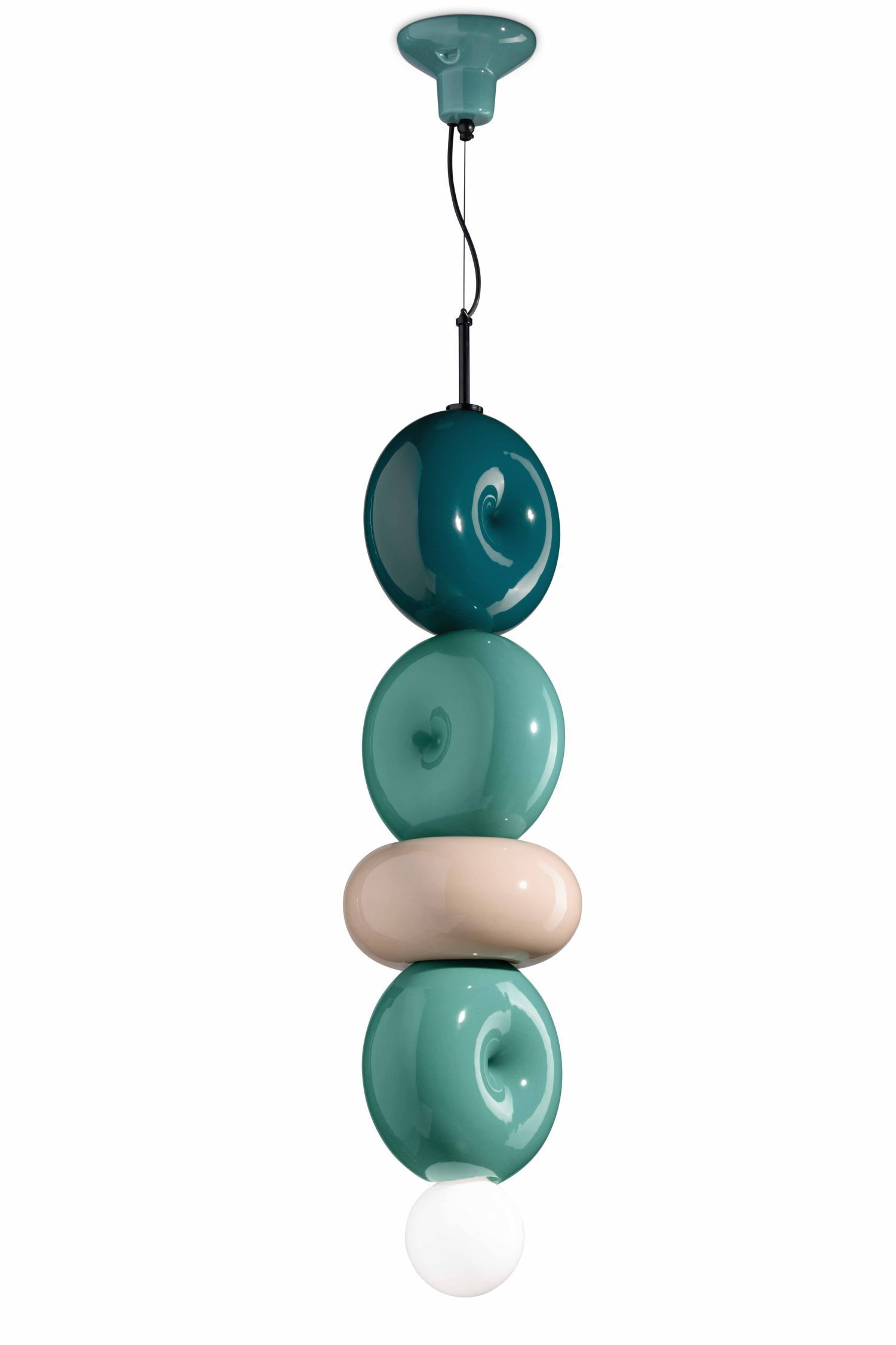 Lampe à suspendre Céramique Turquoise Pétrole Gris sable E27 Rétro