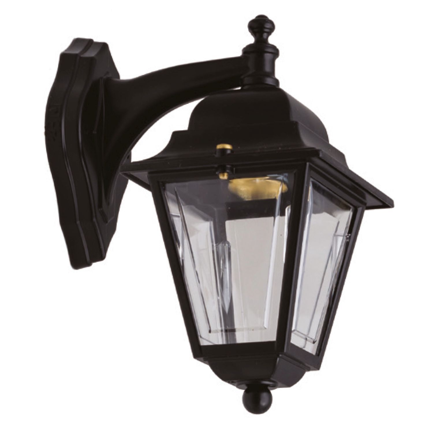 Außenlampe Schwarz Rustikal Echt-Messing 26 cm hoch IP43