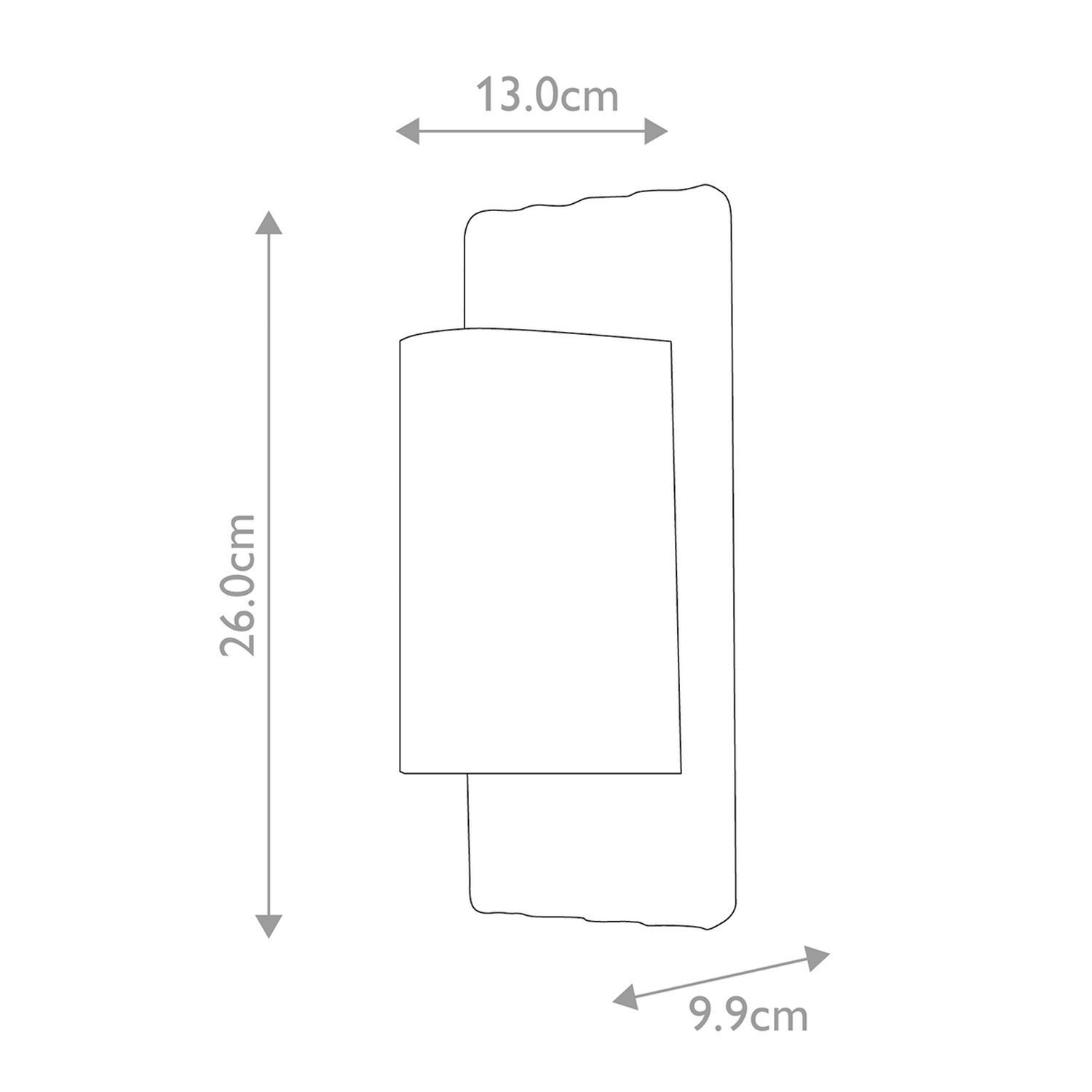 Up Down Wandlampe außen Edelstahl Glas 26 cm hoch IP44 Seite, Text