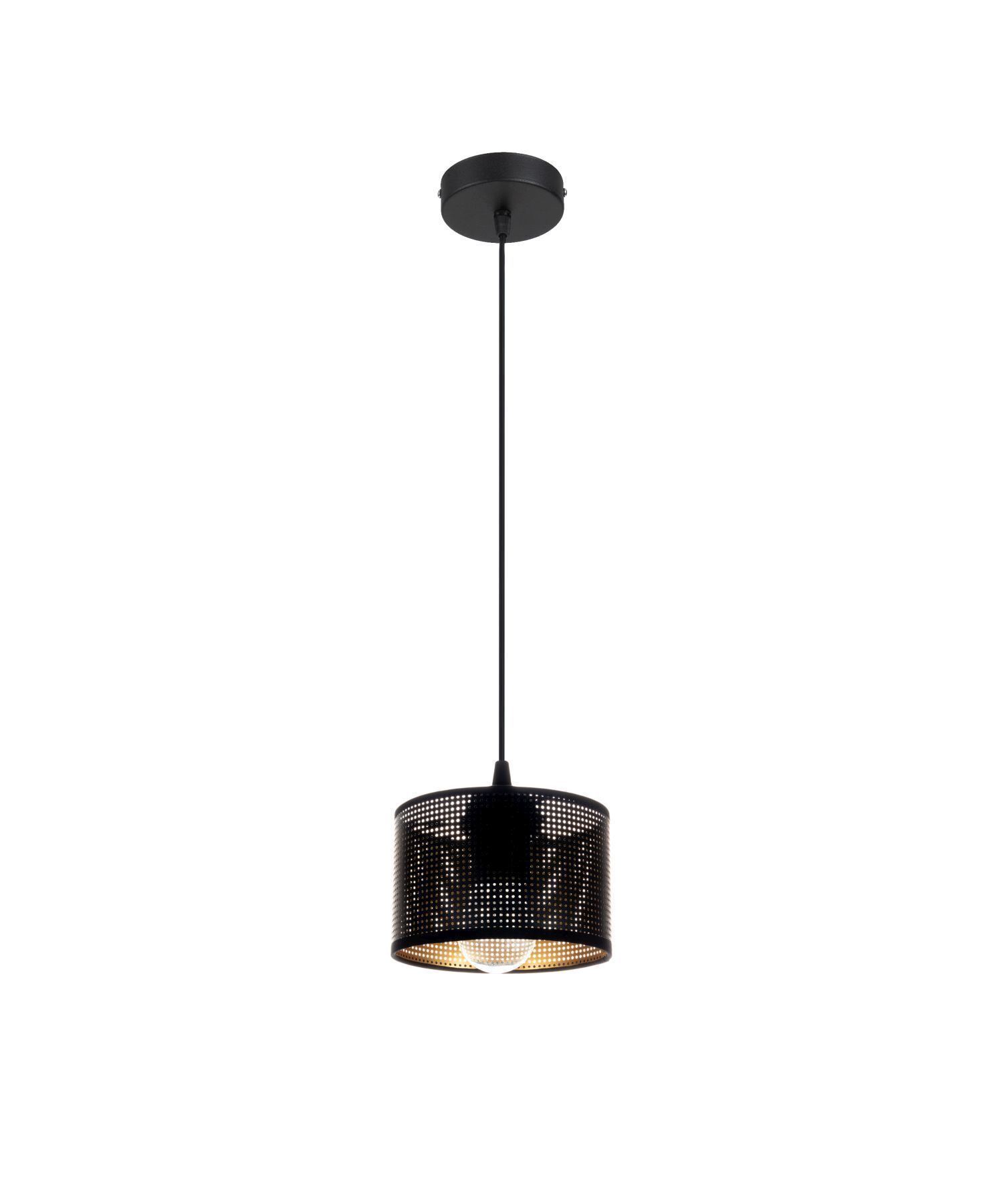 Lampe à suspendre métal Loft Design E27 L:15 cm Noir Or