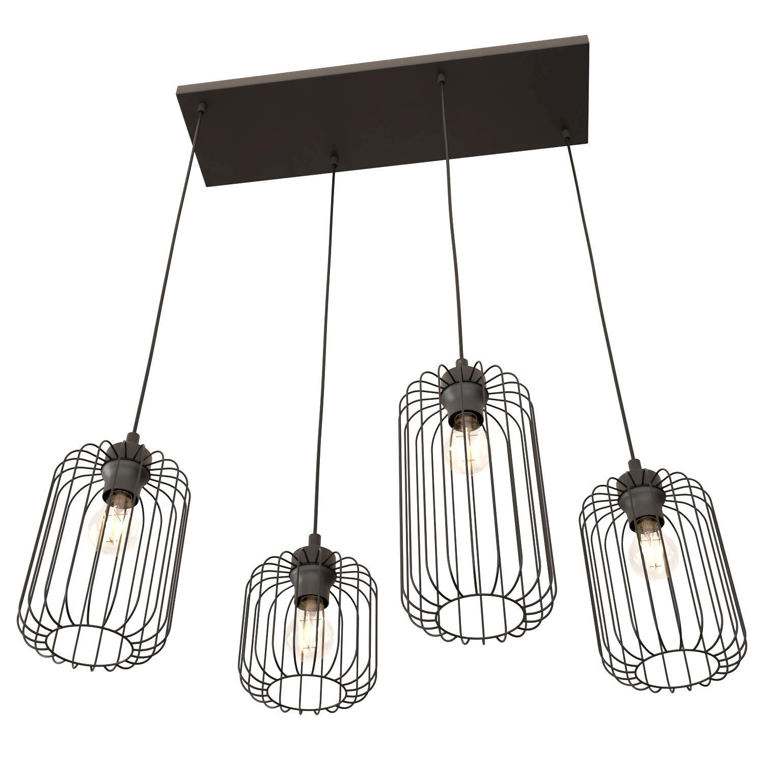 Lampe à suspendre décorative noire métal 70 cm 4 flammes Leuchter, Lampe, Leuchte