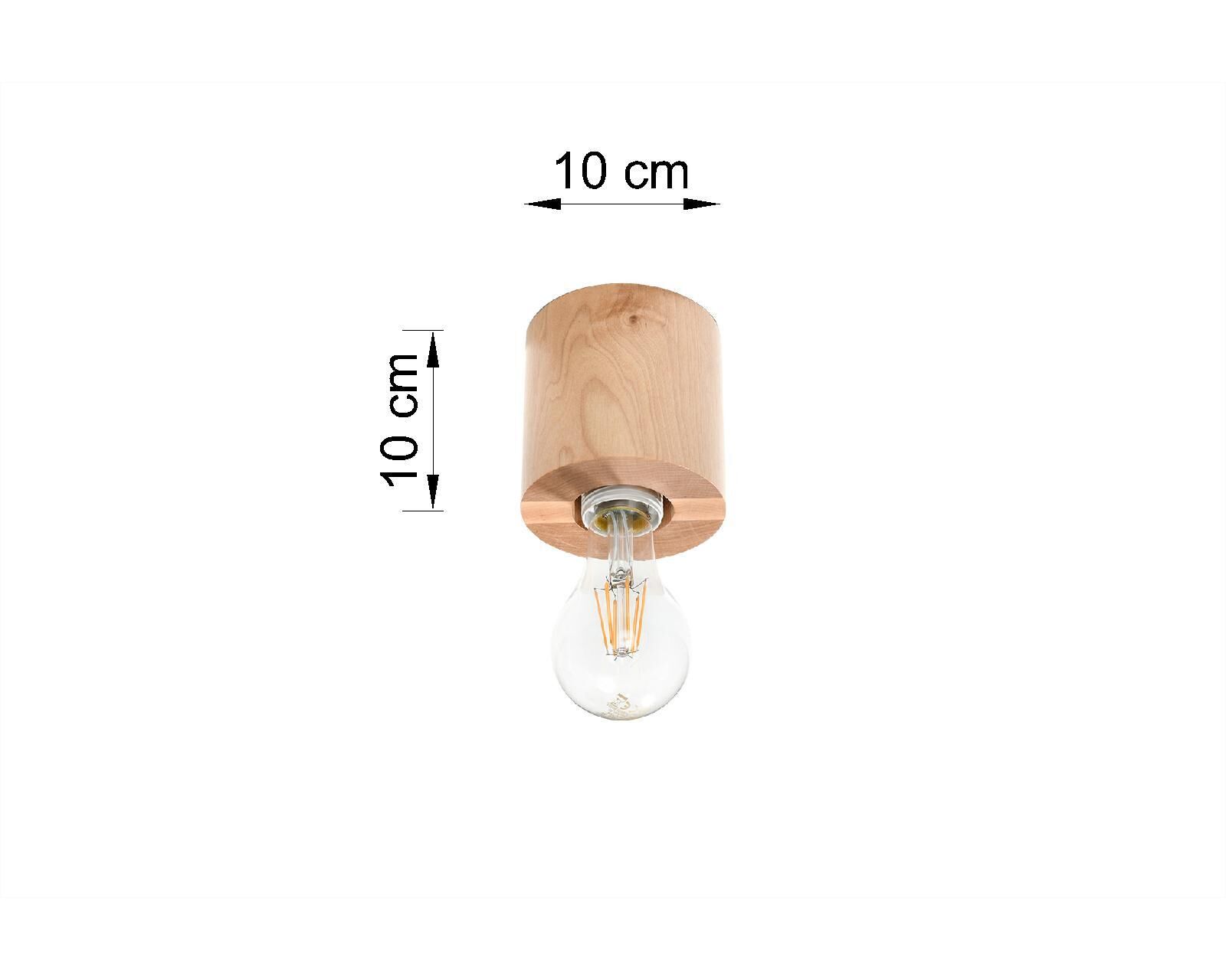 Lampe de plafonnier en bois ronde Ø10cm H:10cm pour E27