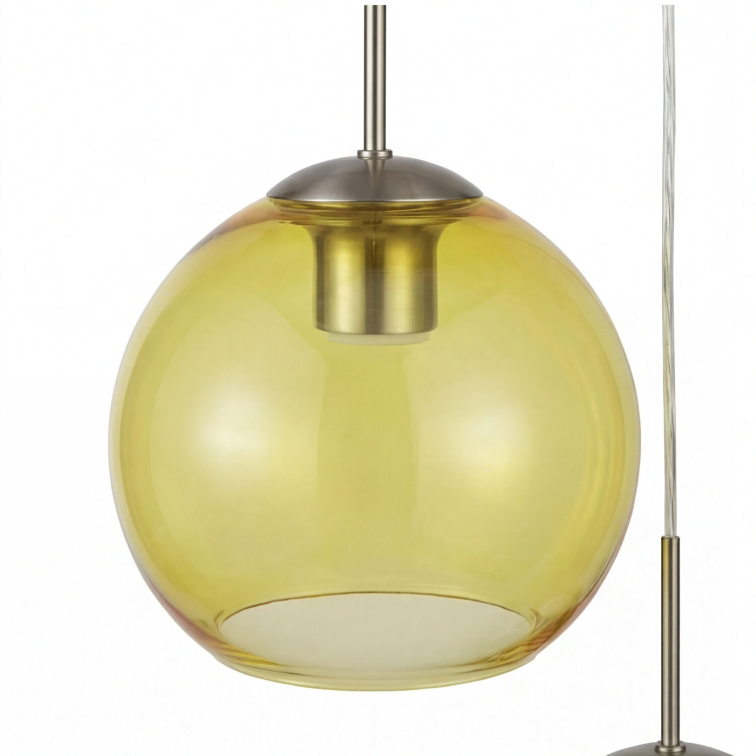 hängelampe, glaskugel, gelb, pendelleuchte, metallstange