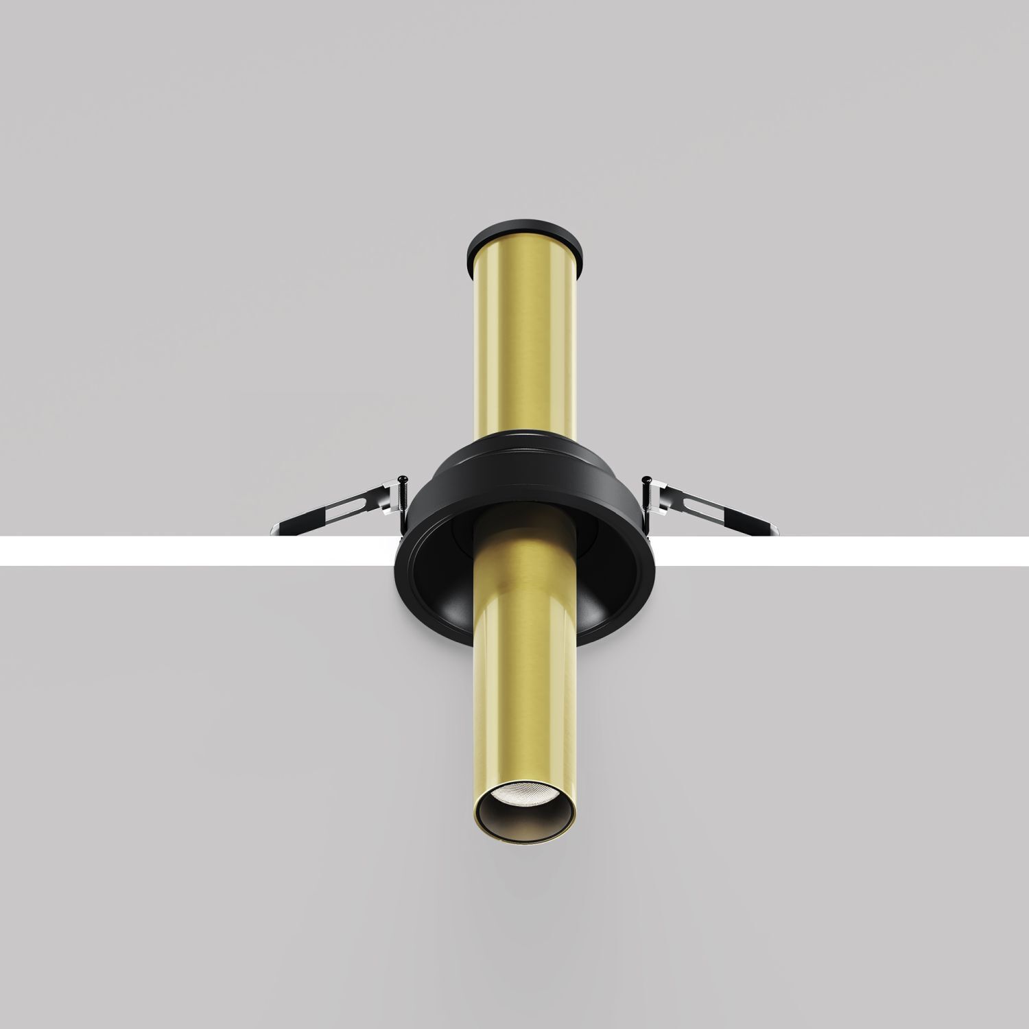 goldener Rohr, goldenes Metallrohr, Deckenmontage, Spotlight, Beleuchtungskörper
