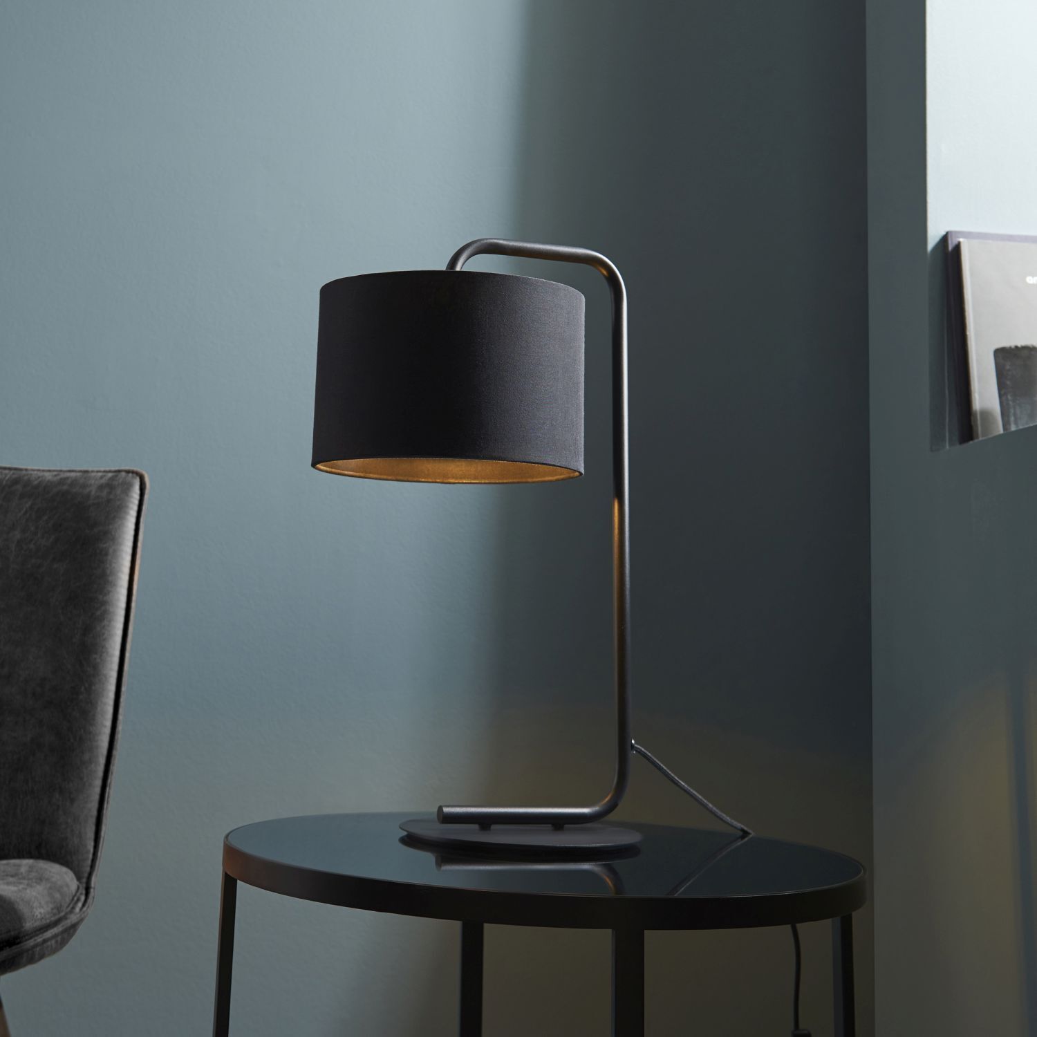 Lampe de table Noir Tissu Métal 50 cm Moderne E27