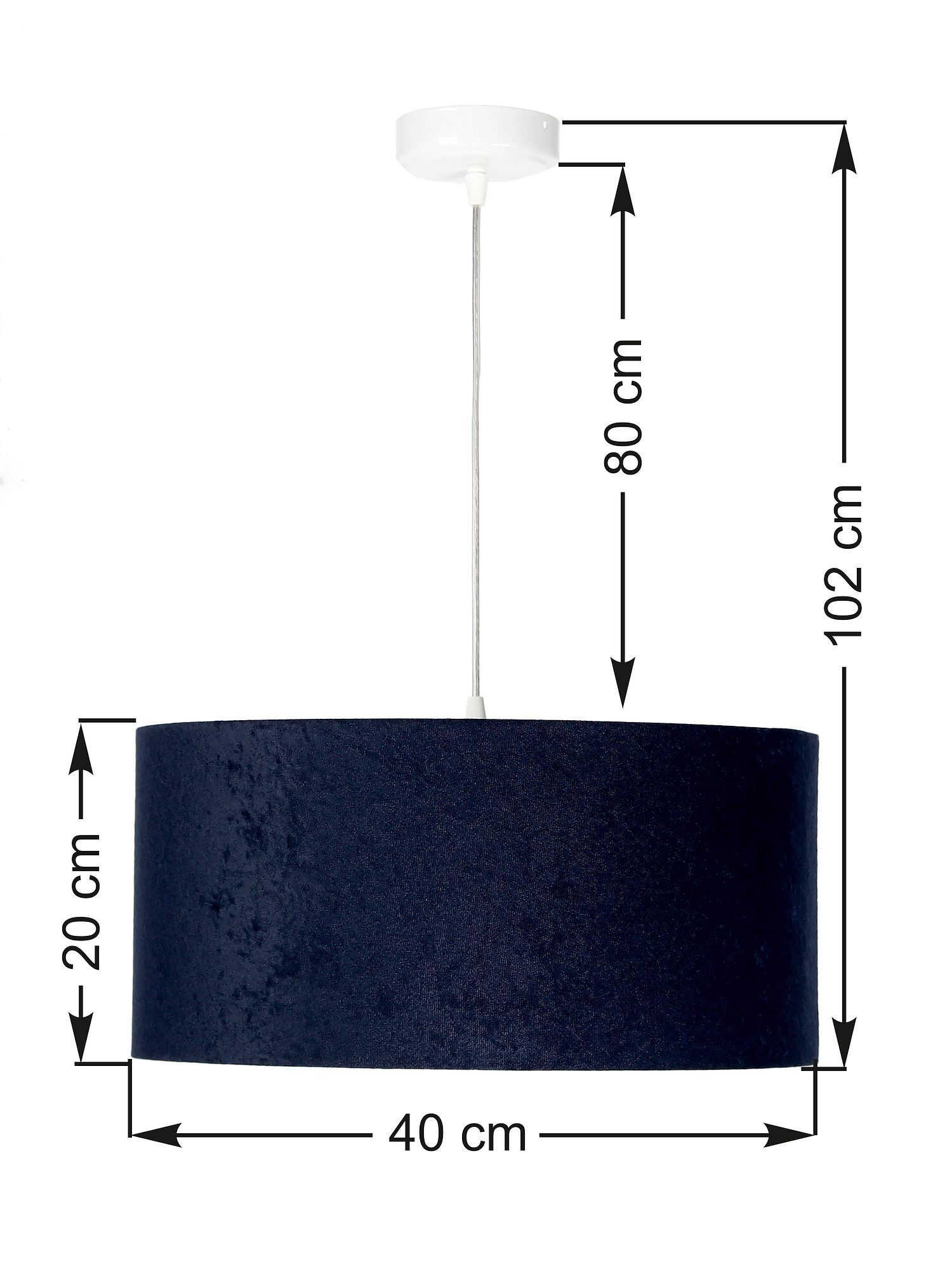 Lampe à suspendre bleu foncé argent Tissu rond Rétro